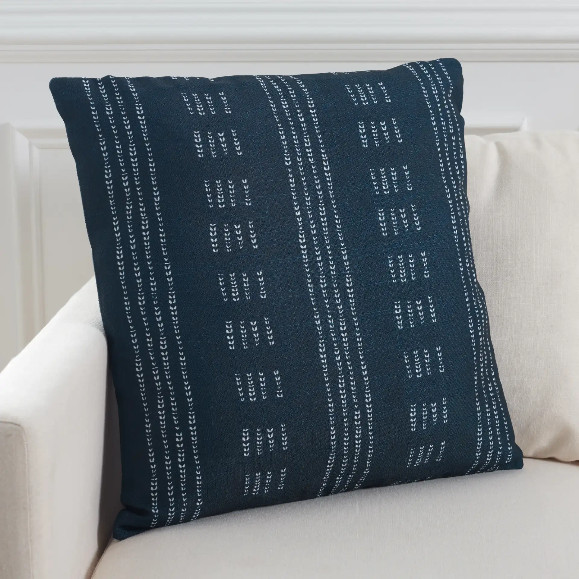 Madelyn Pillow in Deep Blue / White in a styled room