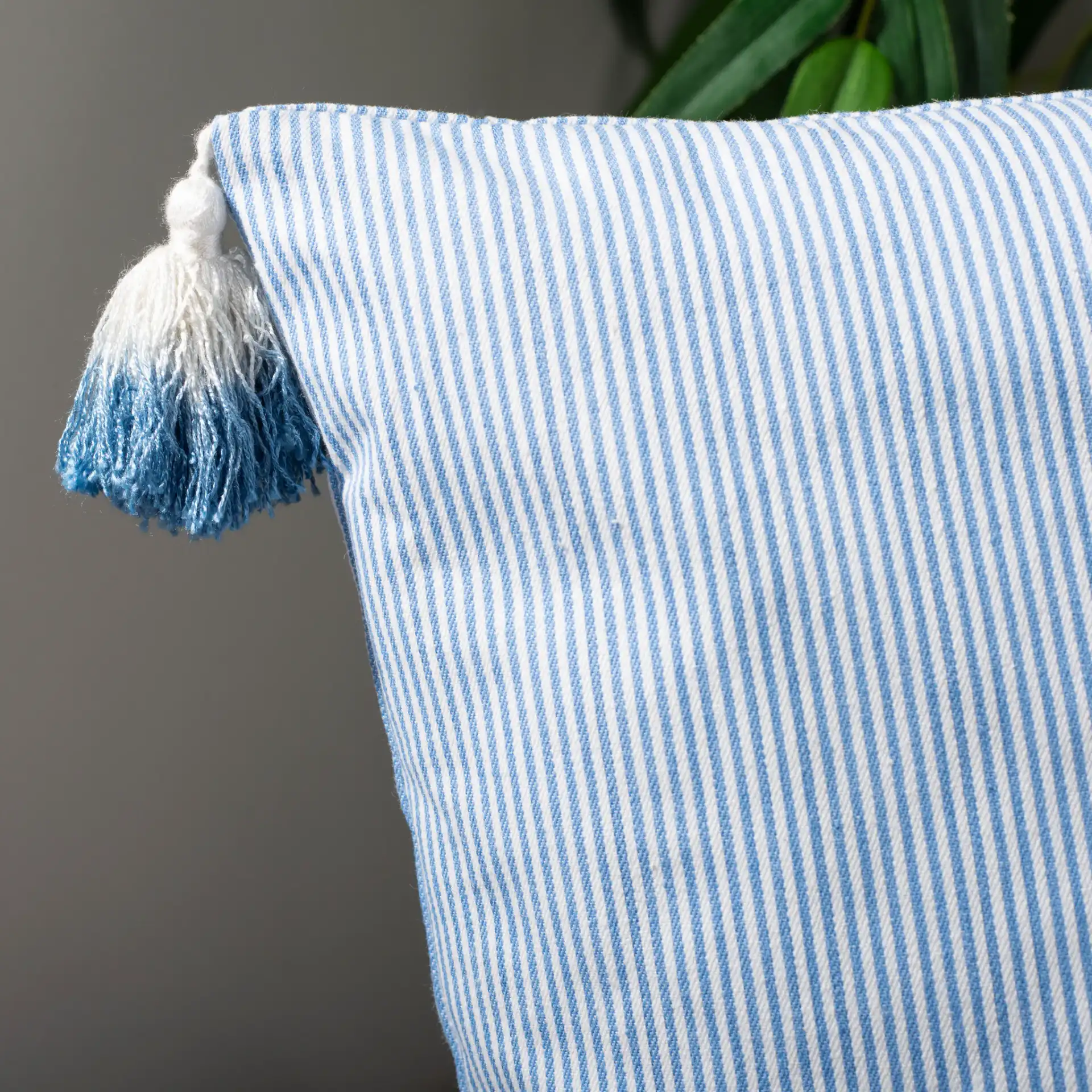 Sidney Pillow in Blue / White in a styled room