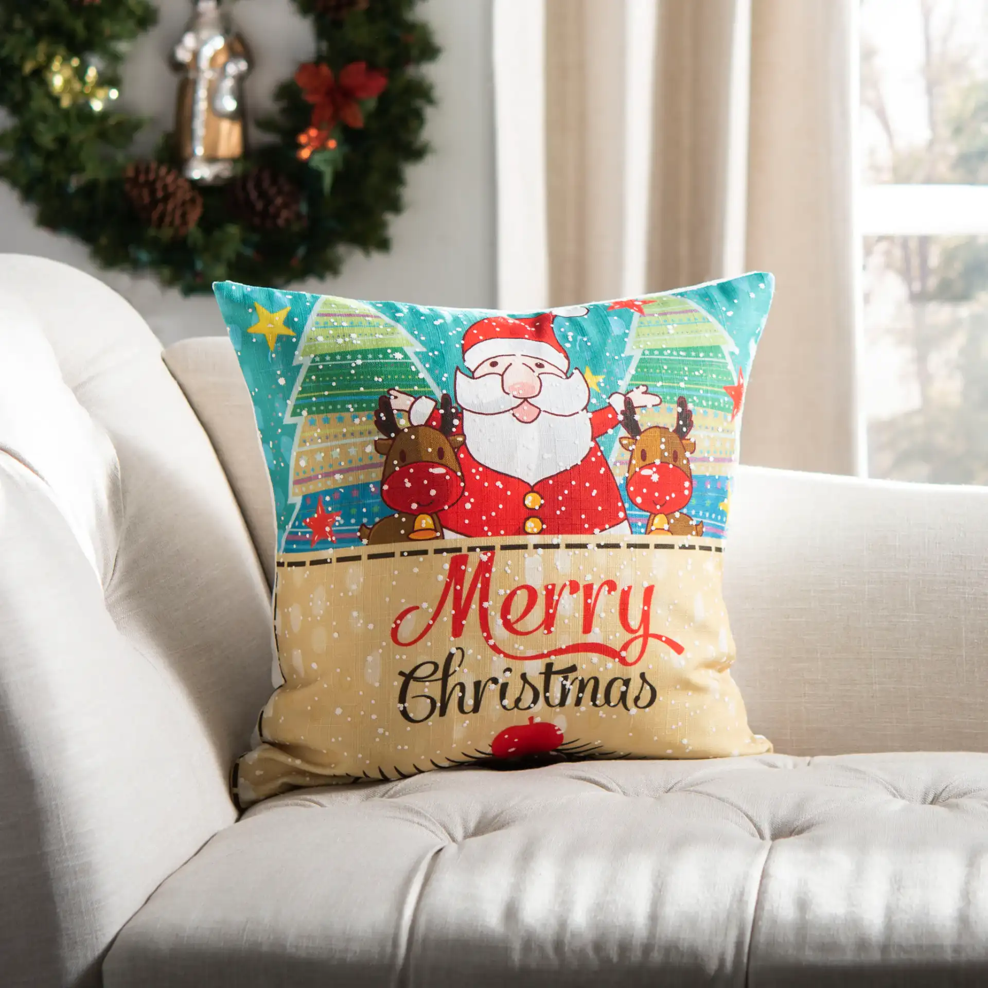 Lux Pillow in Blue / Red in a styled room