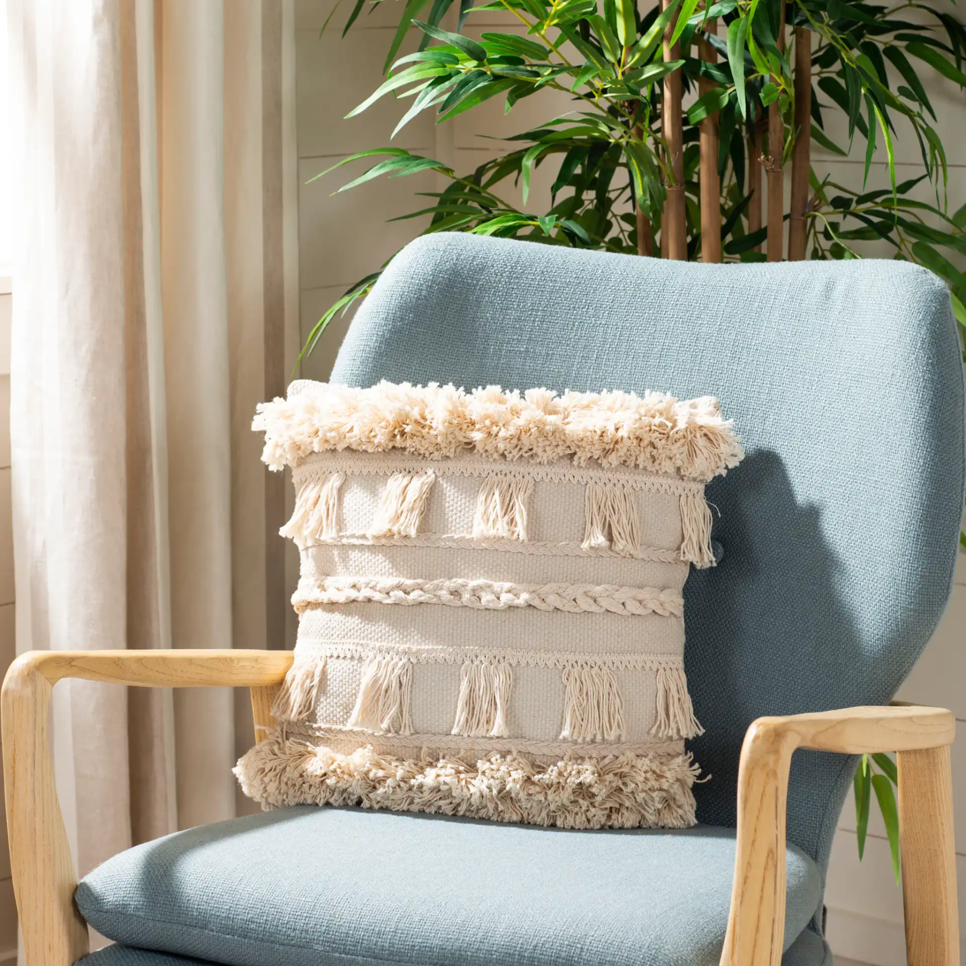 Loli Pillow in Beige in a styled room