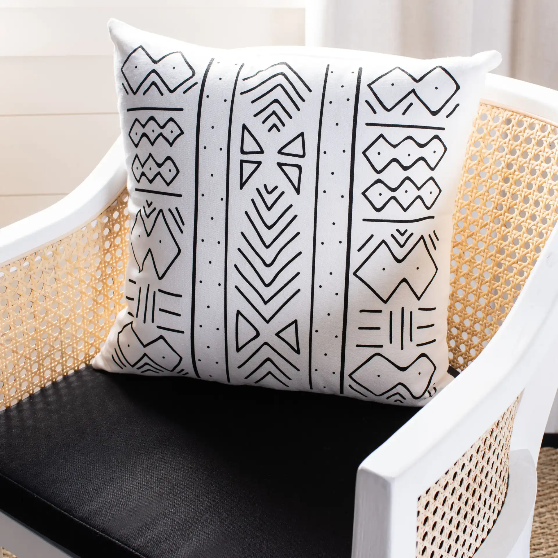 Kerra Pillow in Black / White in a styled room