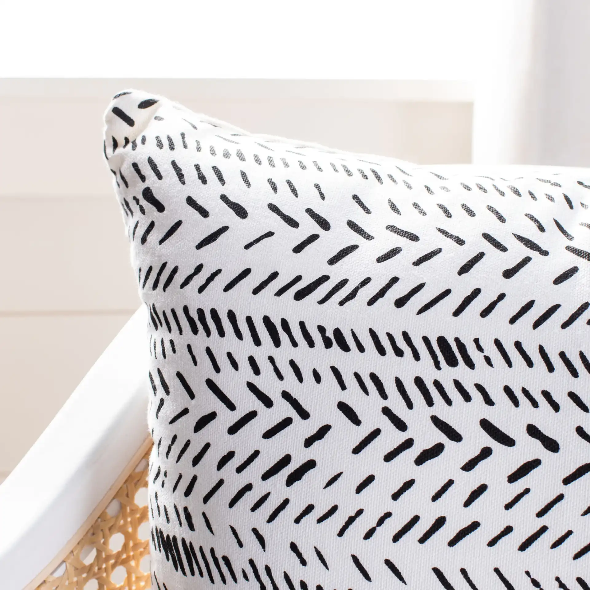 Sarden Pillow in Black / White in a styled room