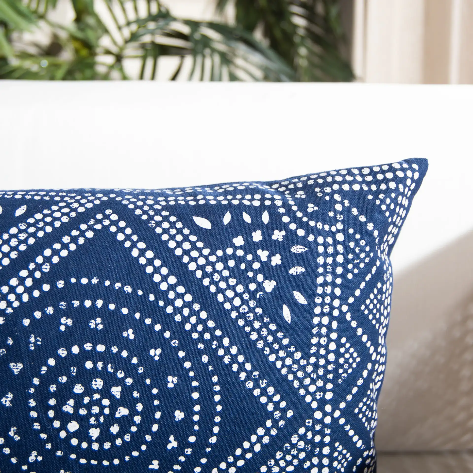 Valenti Pillow in Blue / White in a styled room