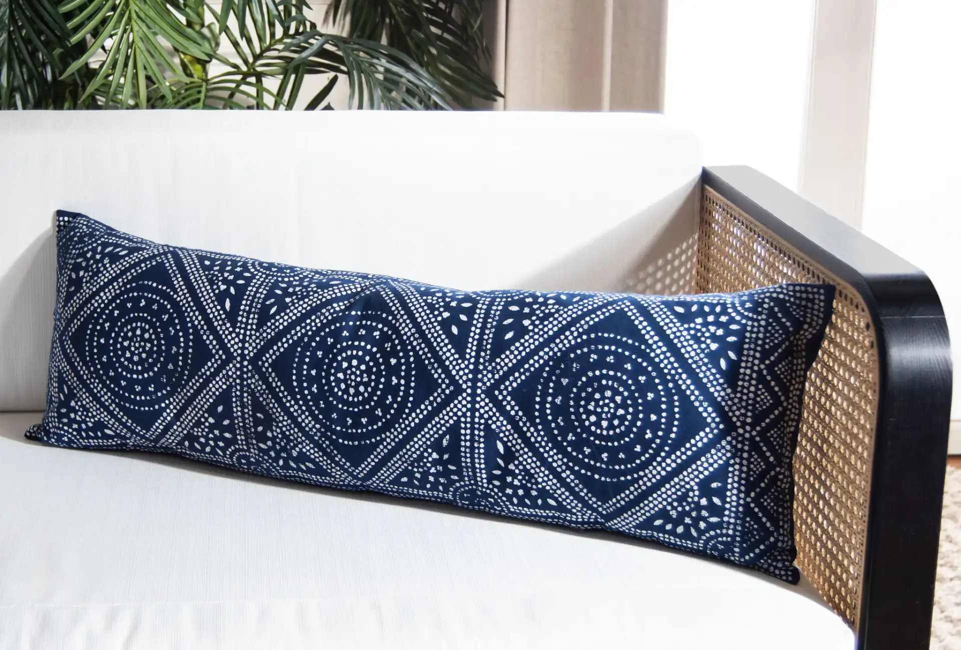 Valenti Pillow in Blue / White in a styled room