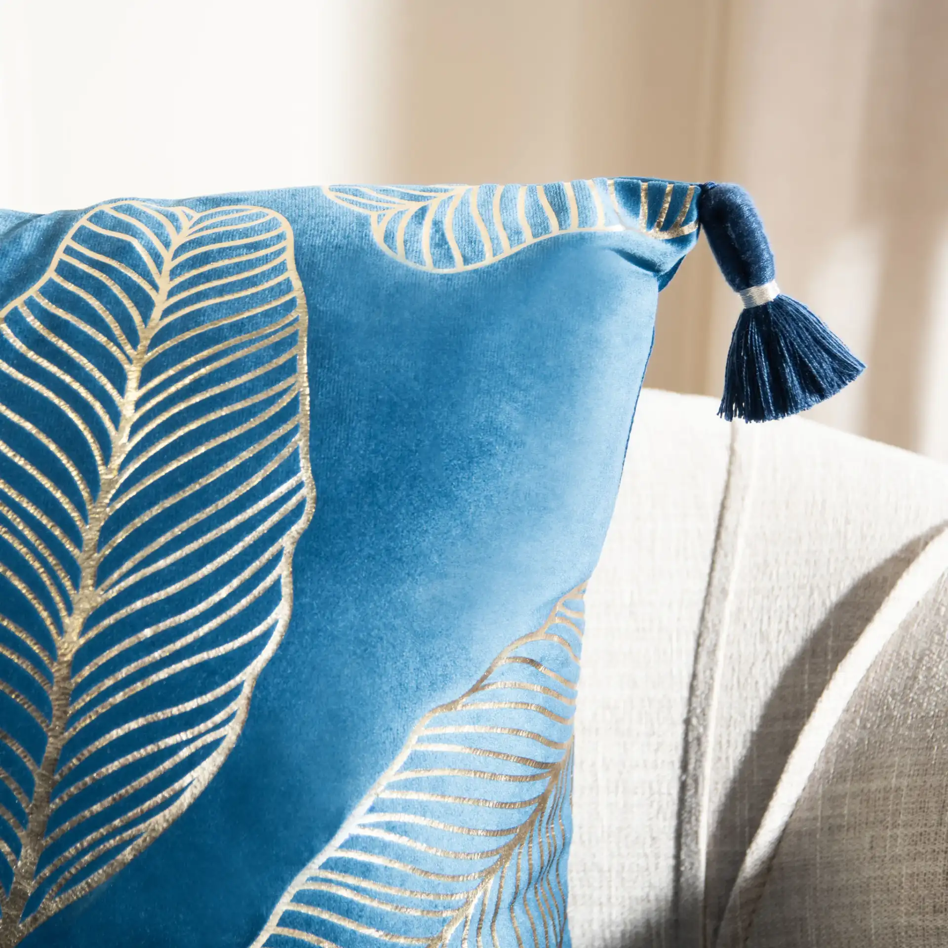 Darlia Pillow in Dark Blue in a styled room