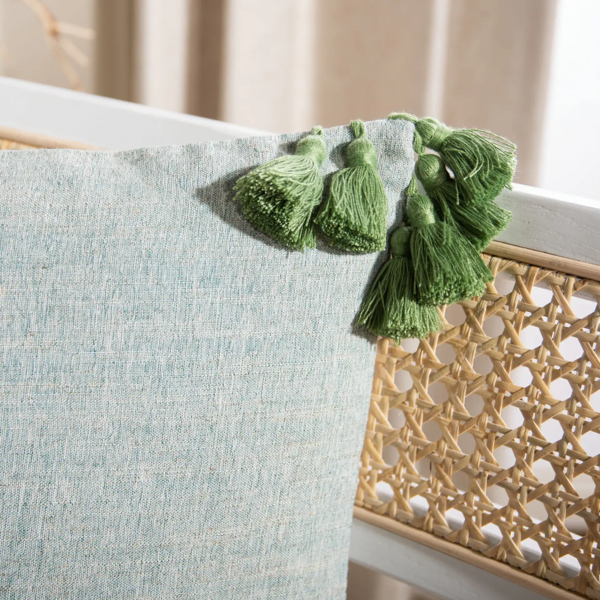 Larzon Pillow in Hunter Green in a styled room