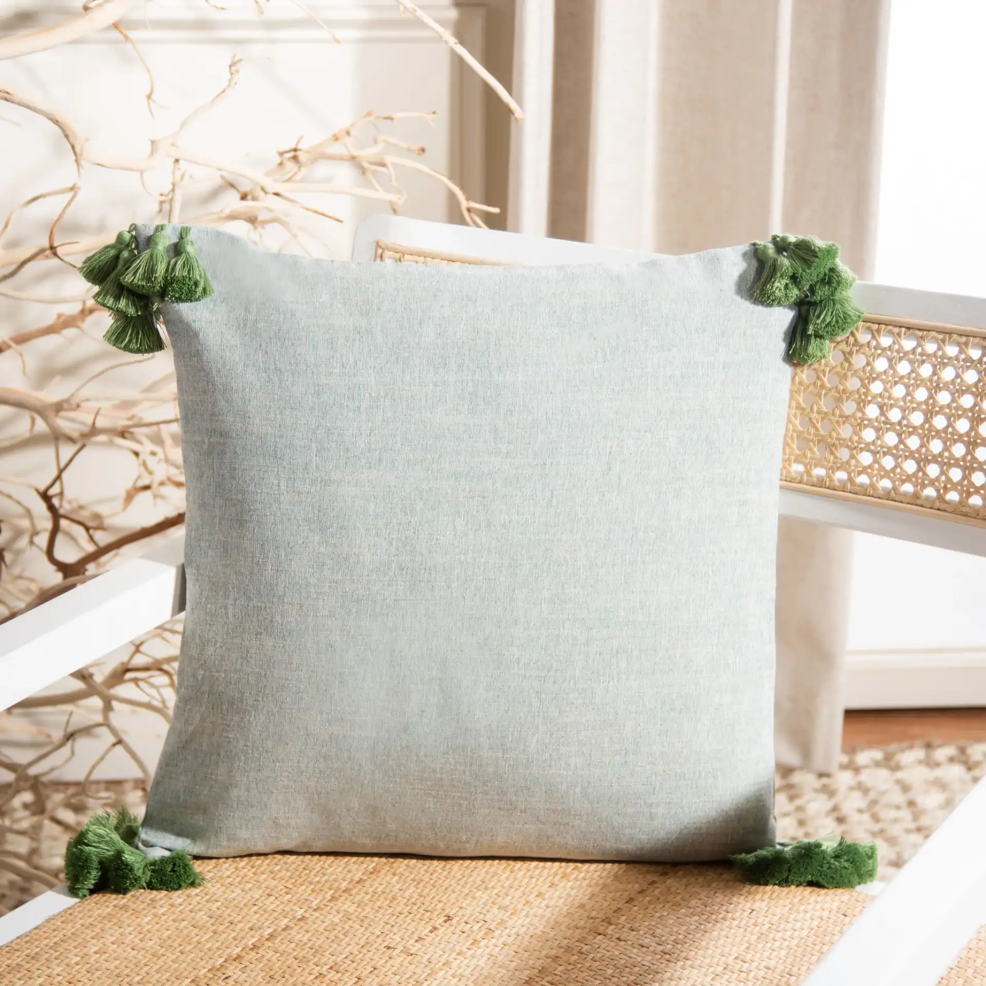 Larzon Pillow in Hunter Green in a styled room
