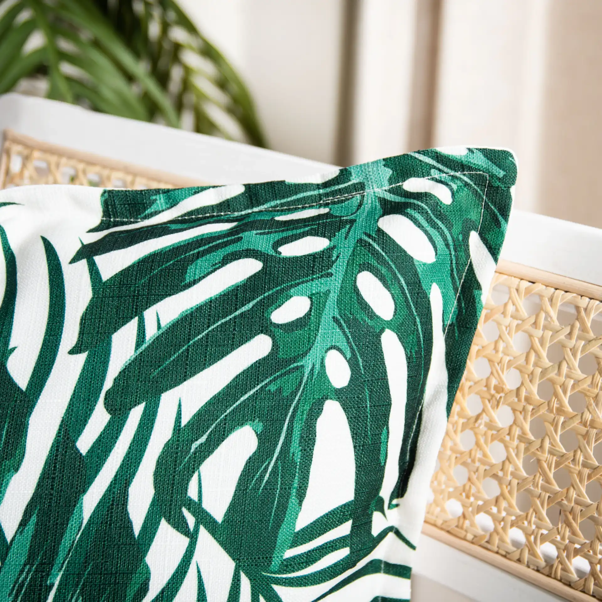 Andala Pillow in Green / White in a styled room