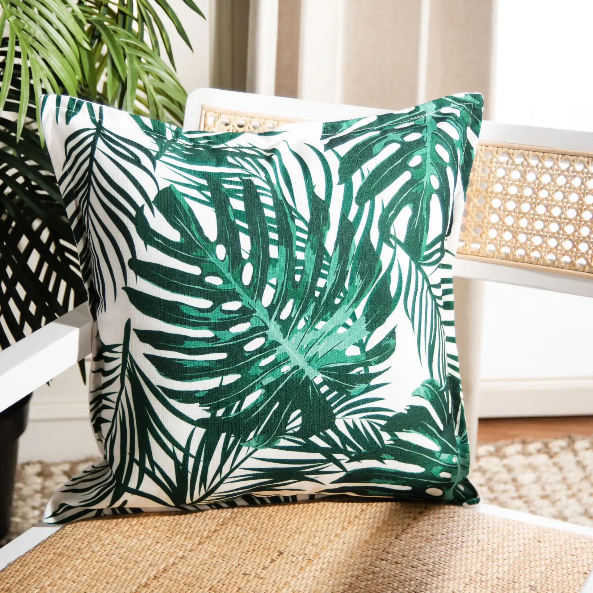 Andala Pillow in Green / White in a styled room