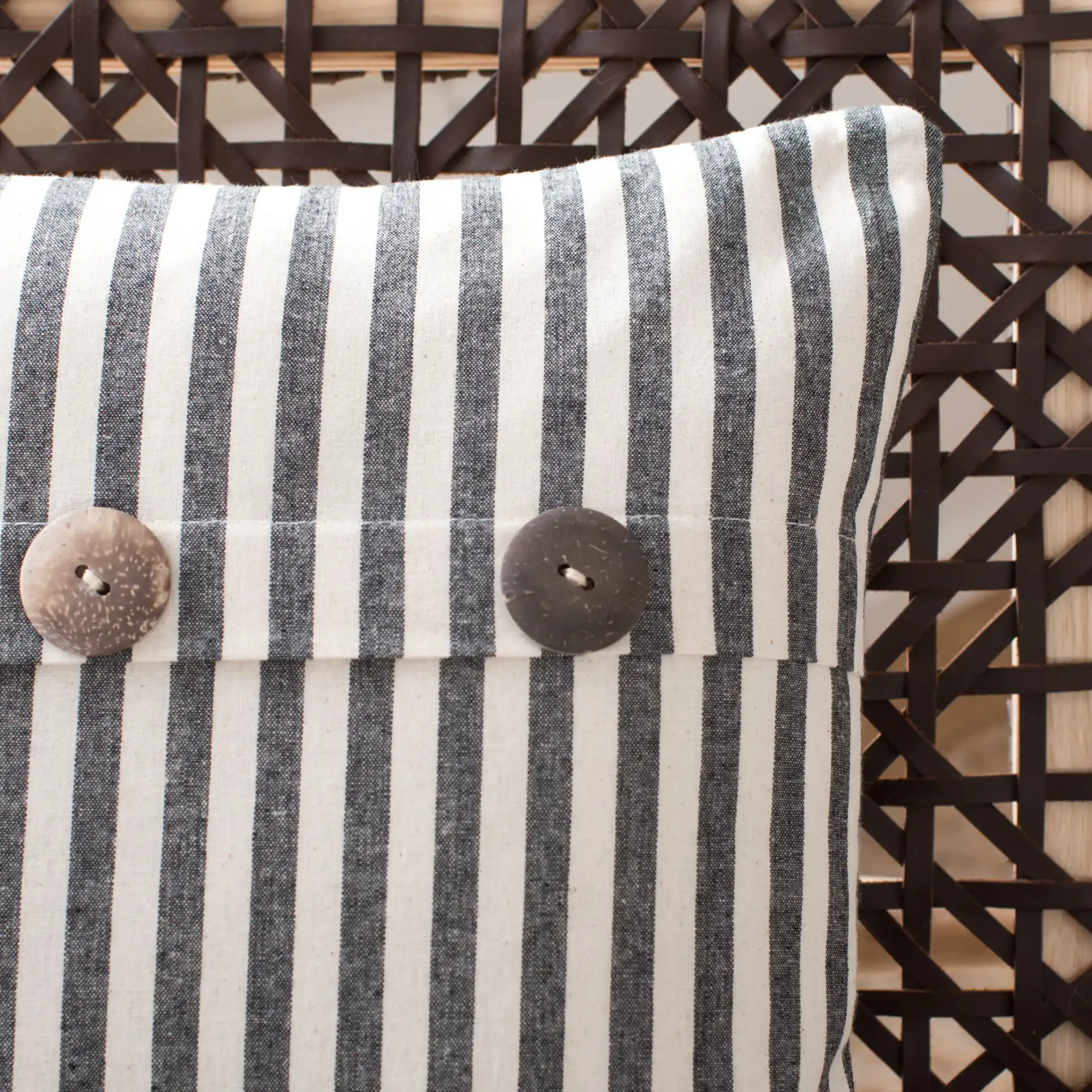 Kensing Pillow in Navy / White in a styled room