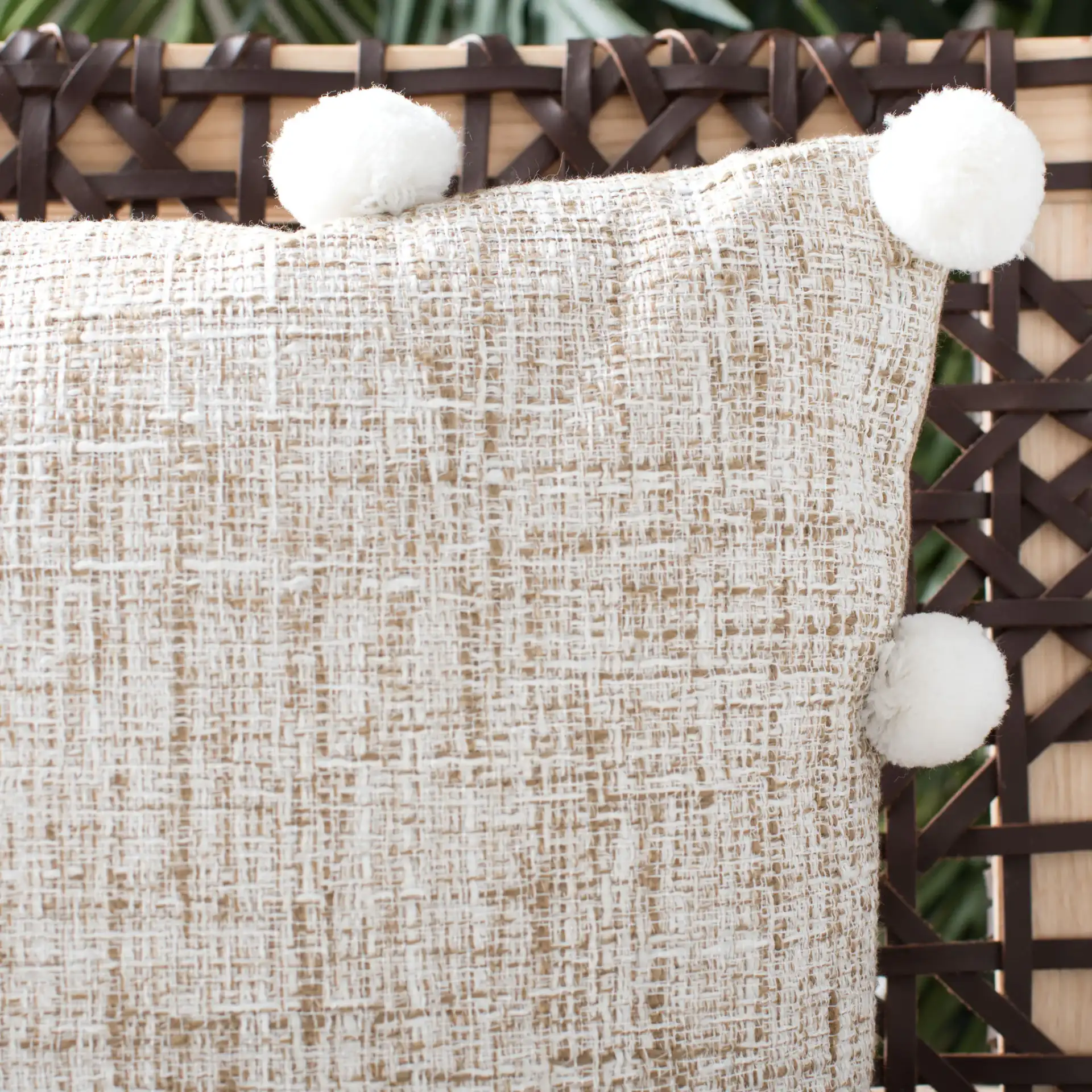 Temi Pillow in Beige / White in a styled room