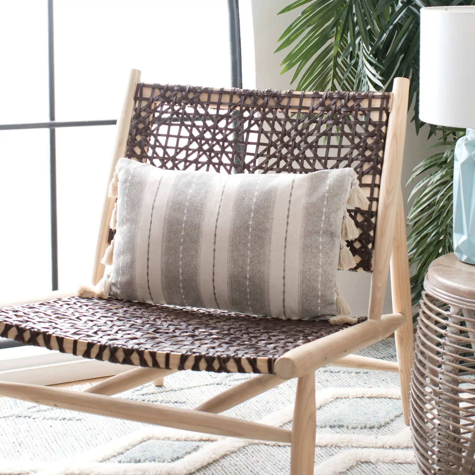 Samerin Pillow in Gray / Beige in a styled room