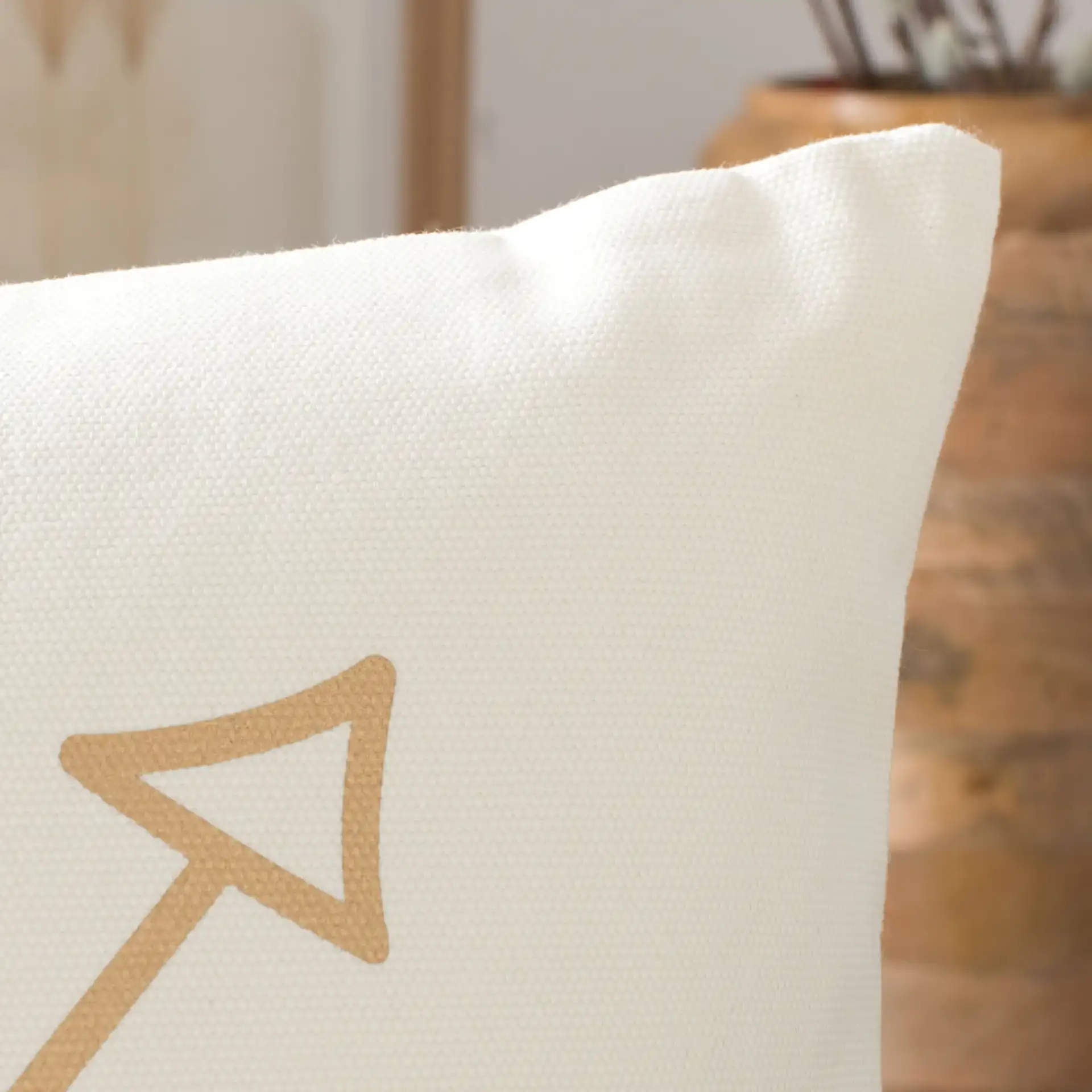 Compass Pillow in Beige / Gold in a styled room