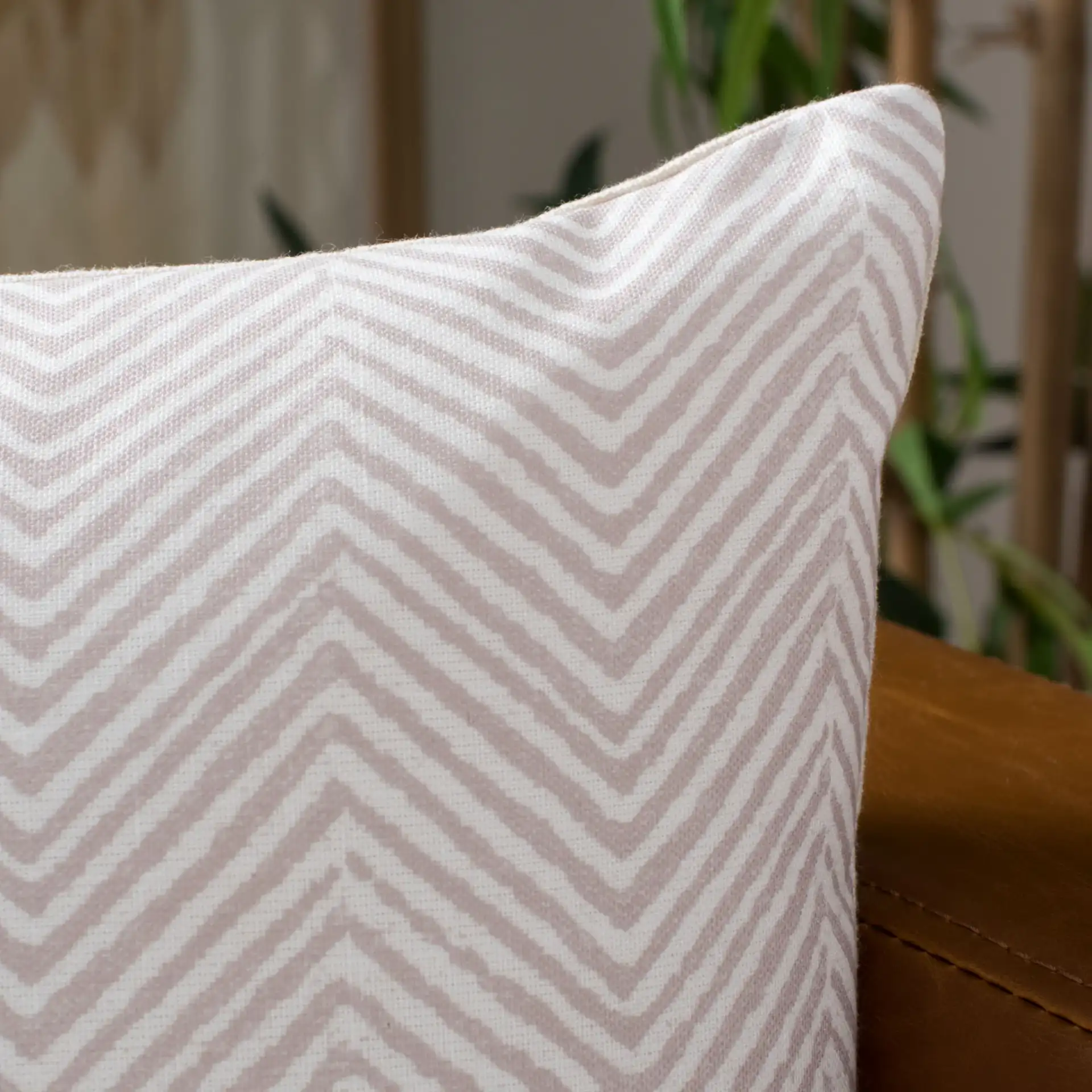 Dermi Pillow in Gray / White in a styled room