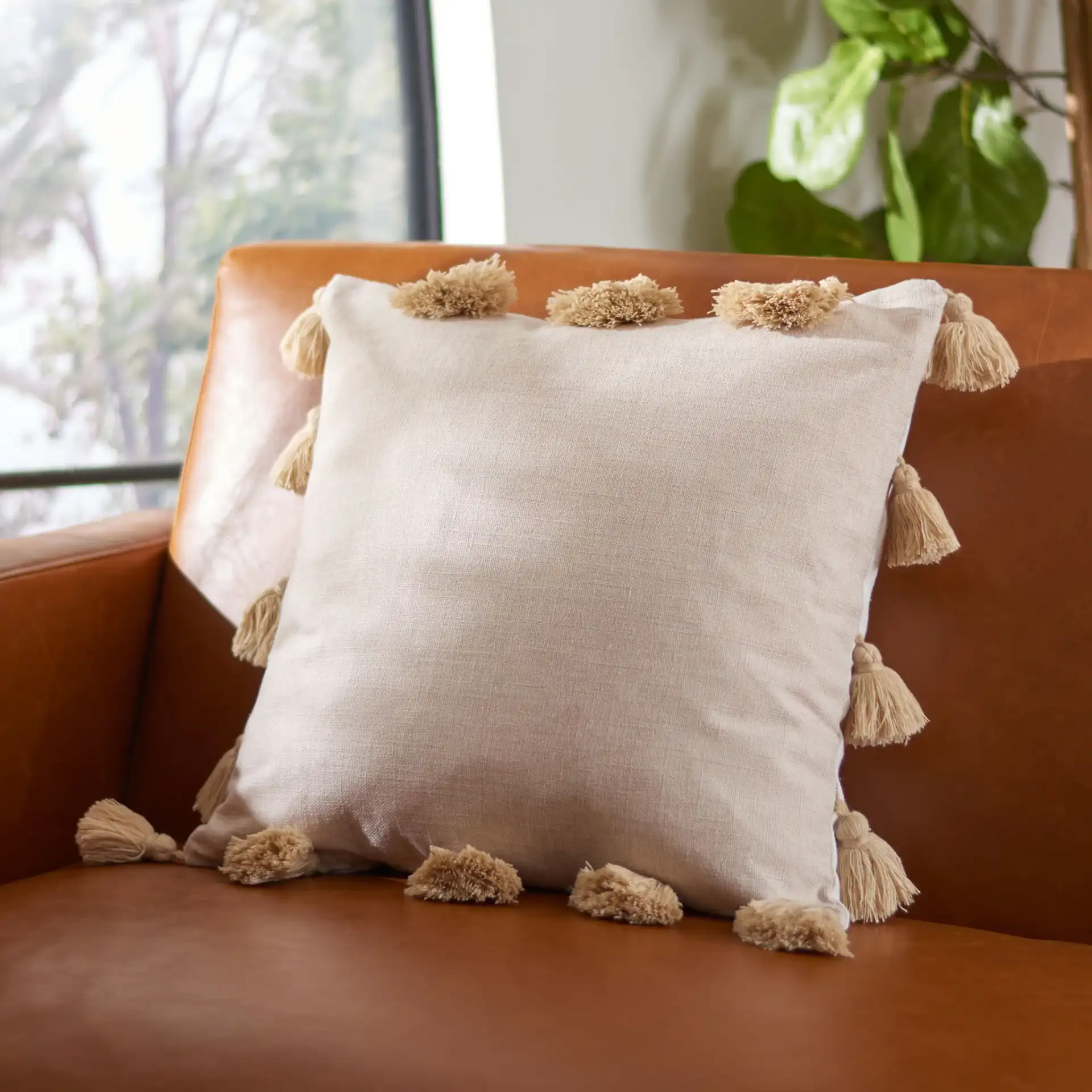 Lonelli Pillow in Beige in a styled room