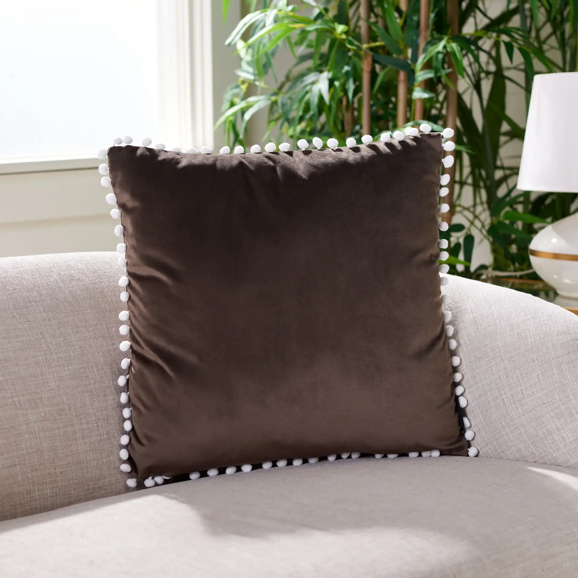 Grelna Pillow in Gray / White in a styled room
