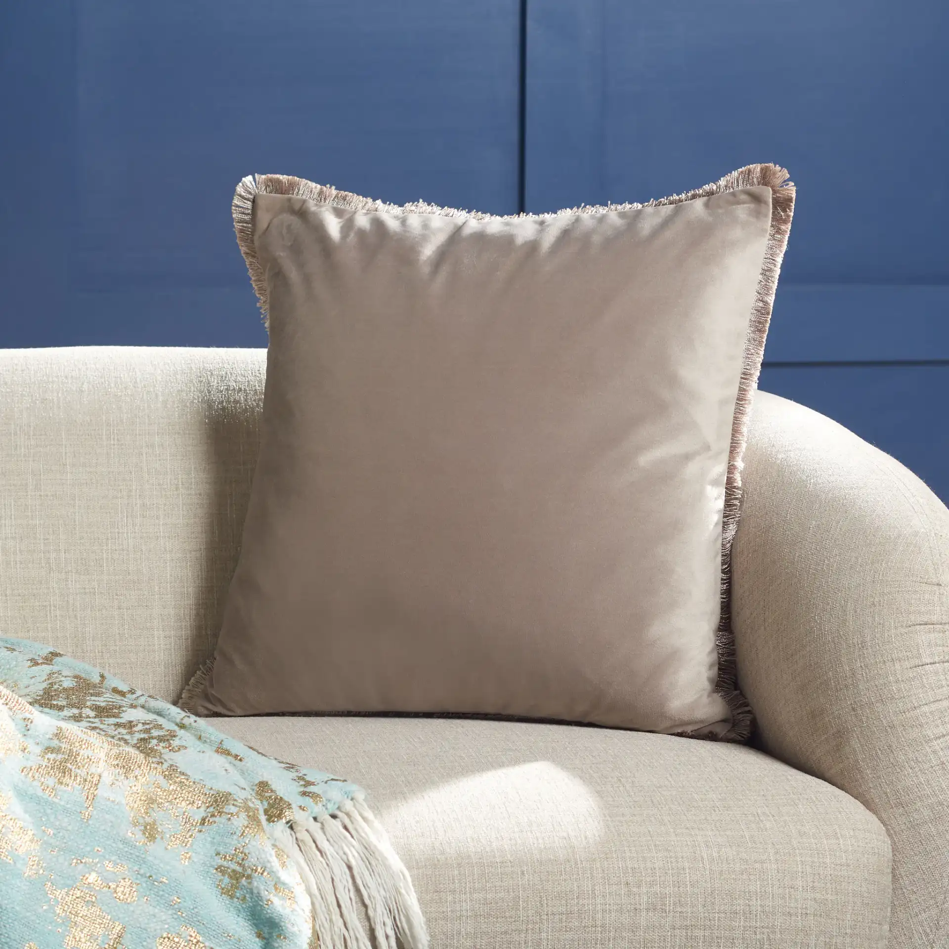 Dalon Pillow in Gray in a styled room