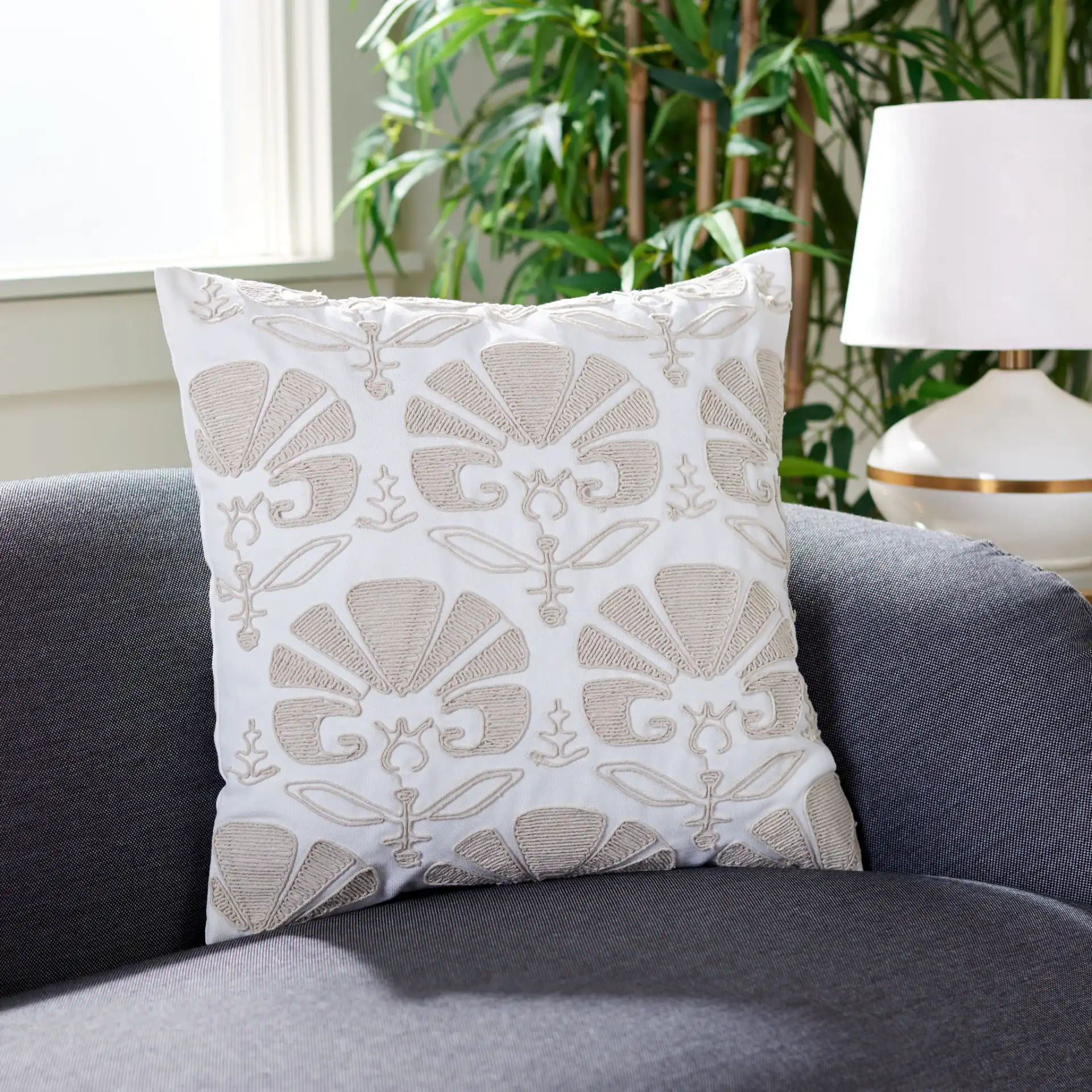 Florini Pillow in Beige in a styled room