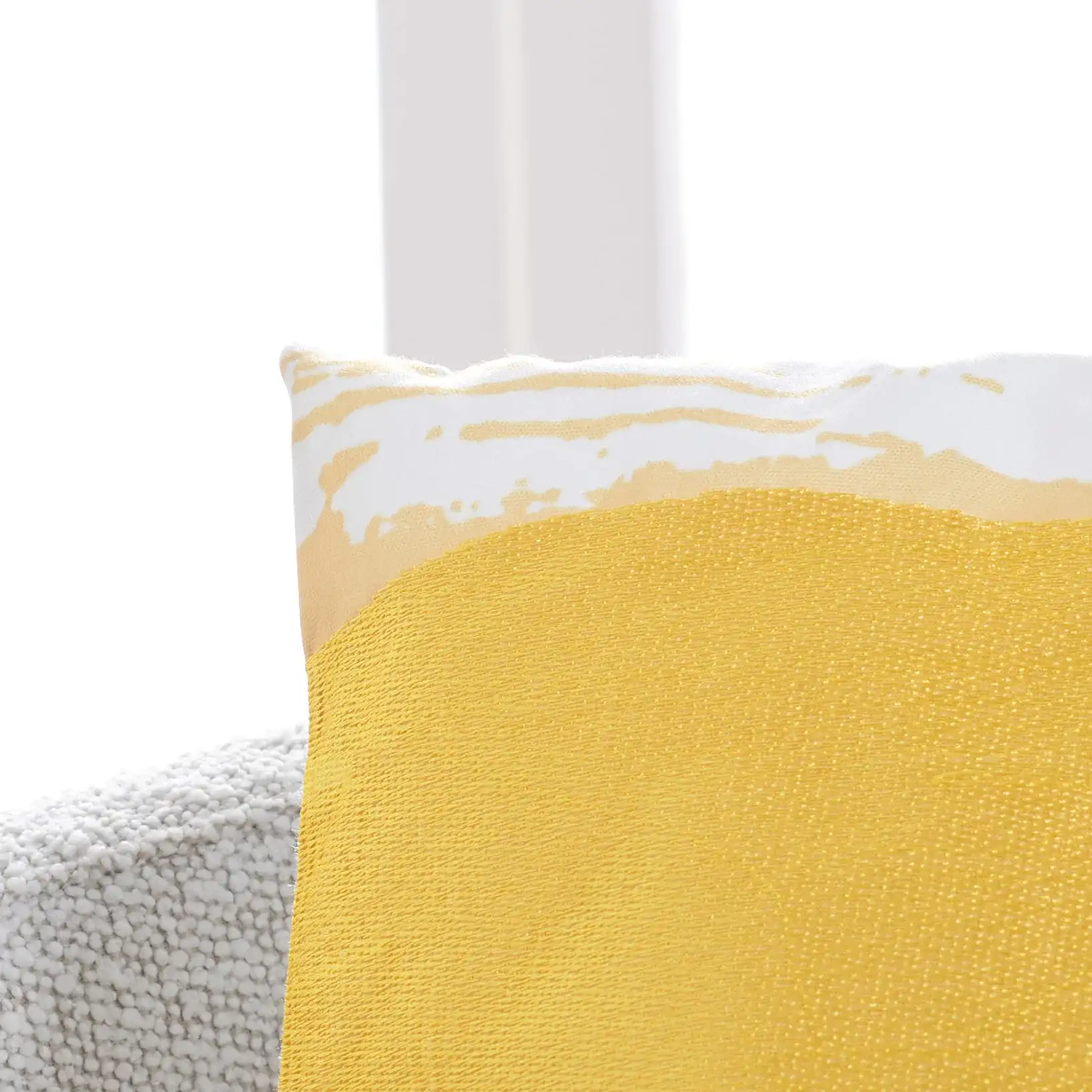 Julienne Pillow in Mustard / White in a styled room