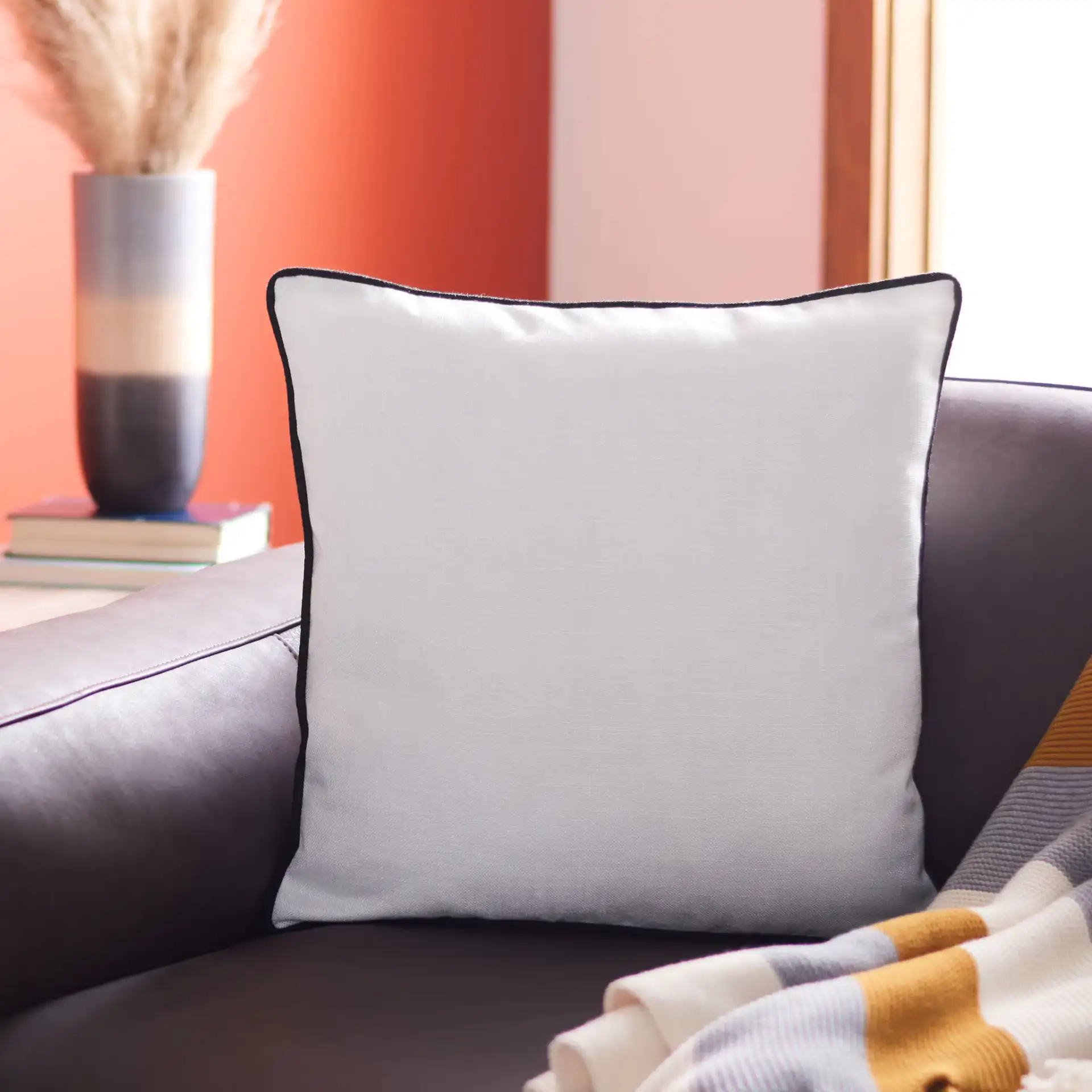 Edeline Pillow in Blue in a styled room