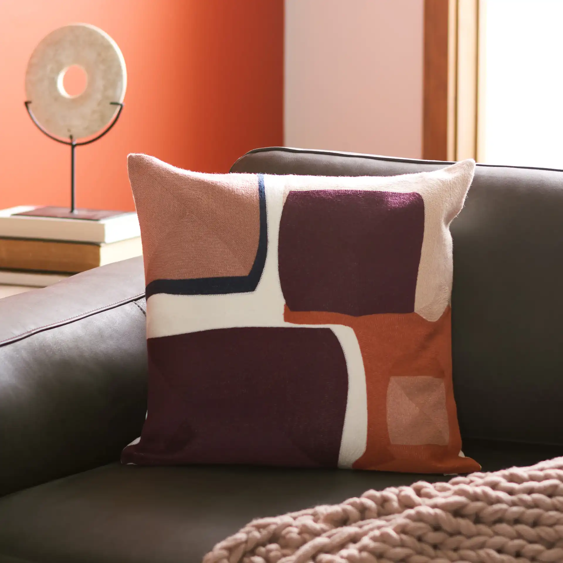 Carlee Pillow in Multicolor in a styled room