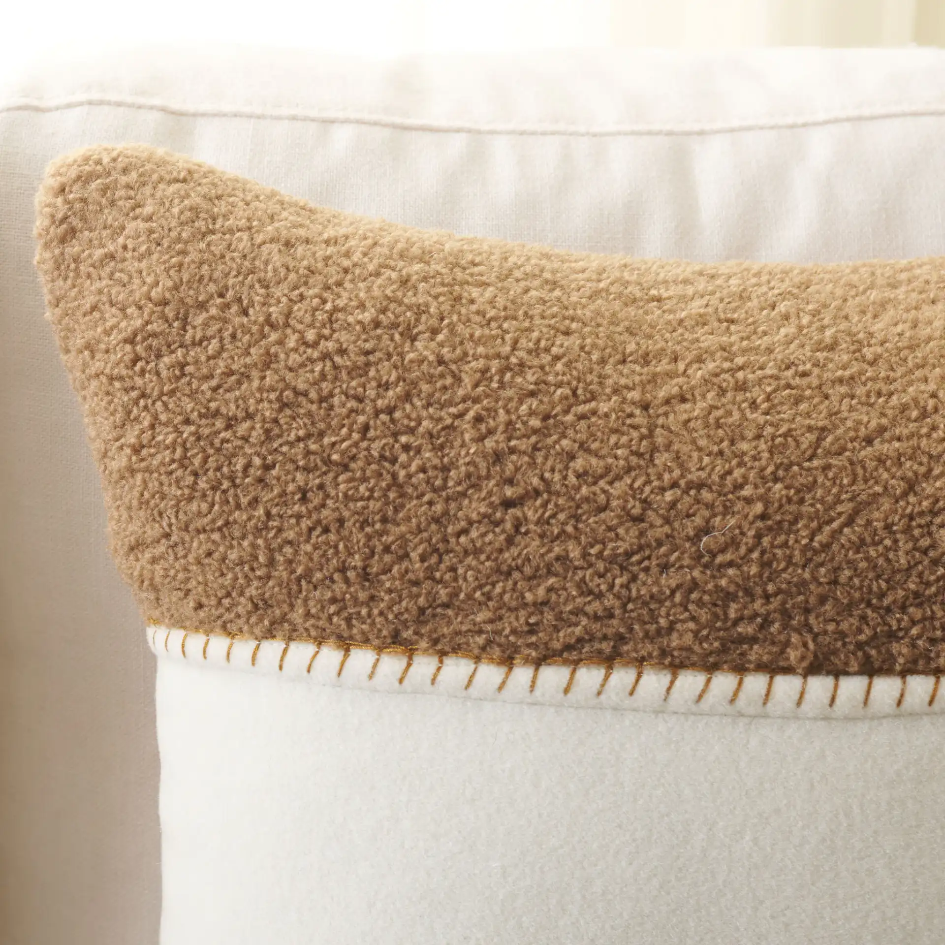 Camdyn Pillow in Camel / Ivory in a styled room