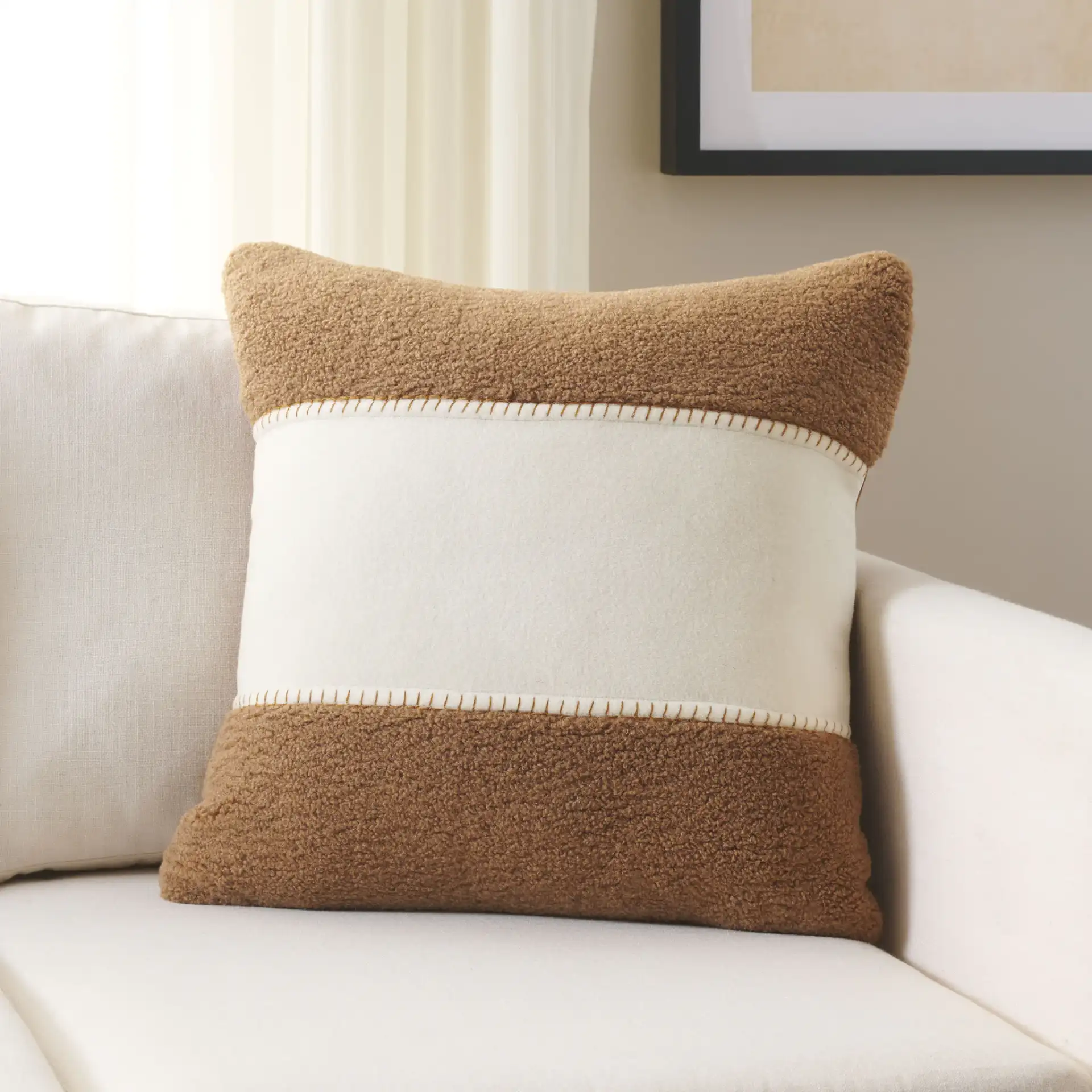 Camdyn Pillow in Camel / Ivory in a styled room