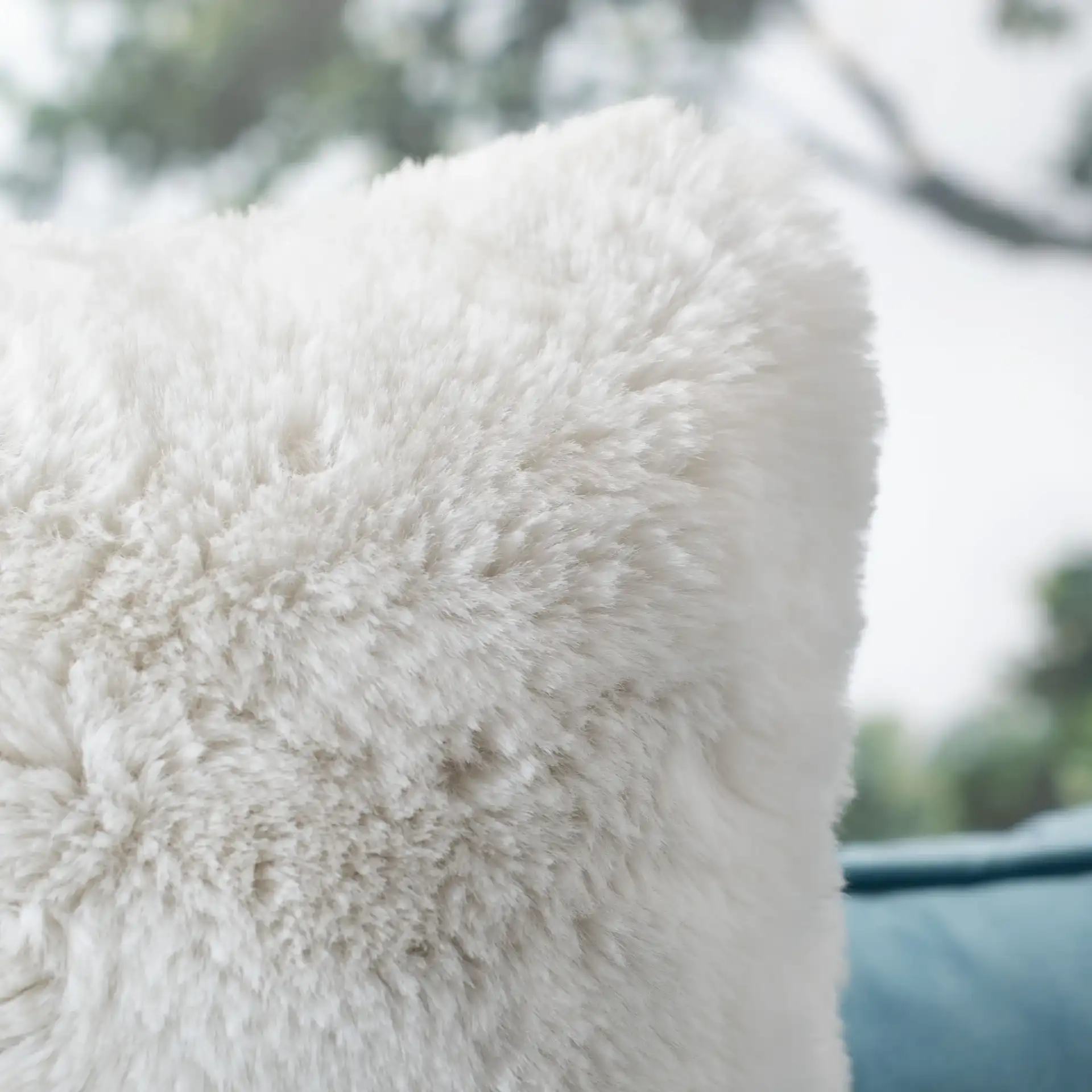 Faux Chinchilla Pillow in Snow White