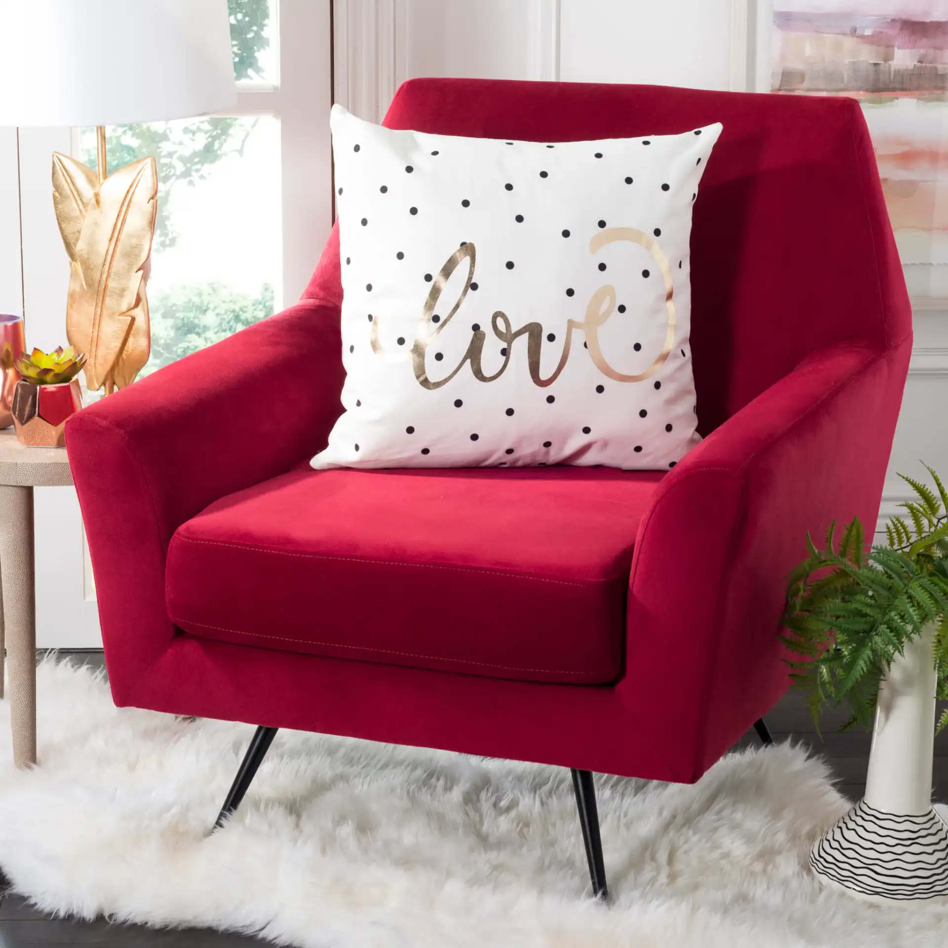 Spotted Love Pillow in Gold / Black / White in a styled room