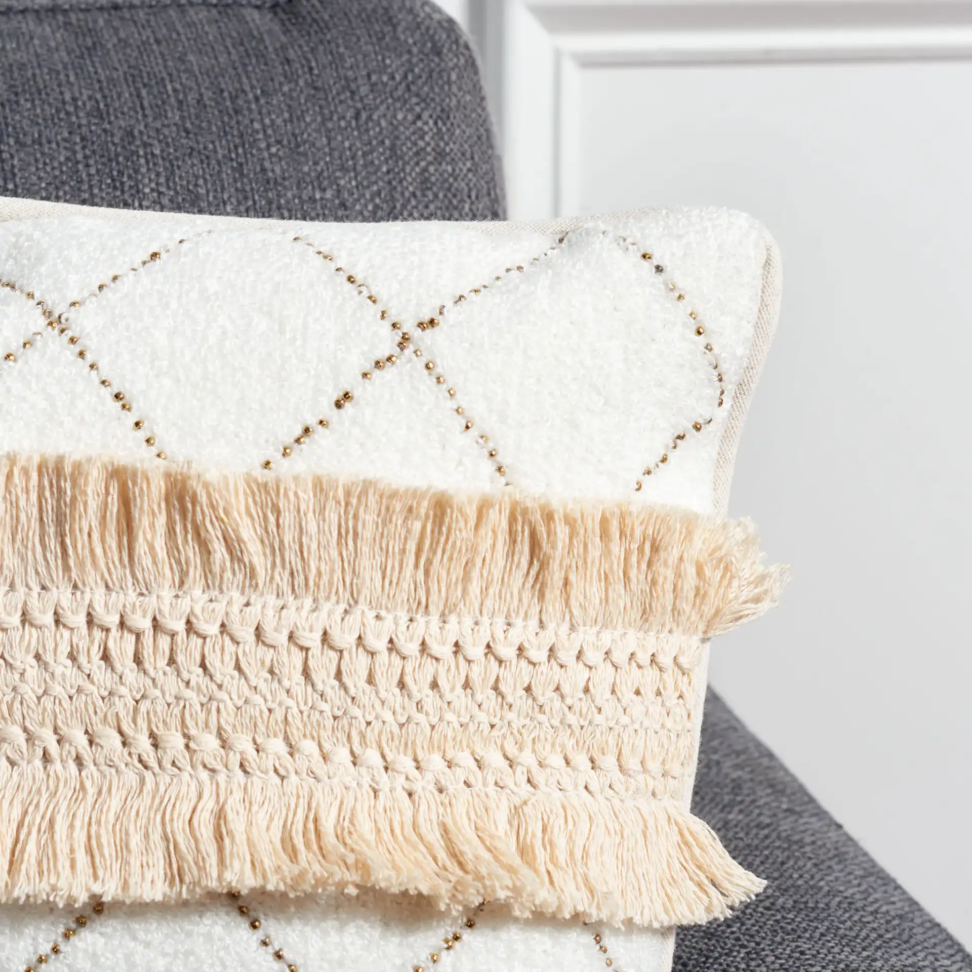 Braxton Pillow in Cream in a styled room