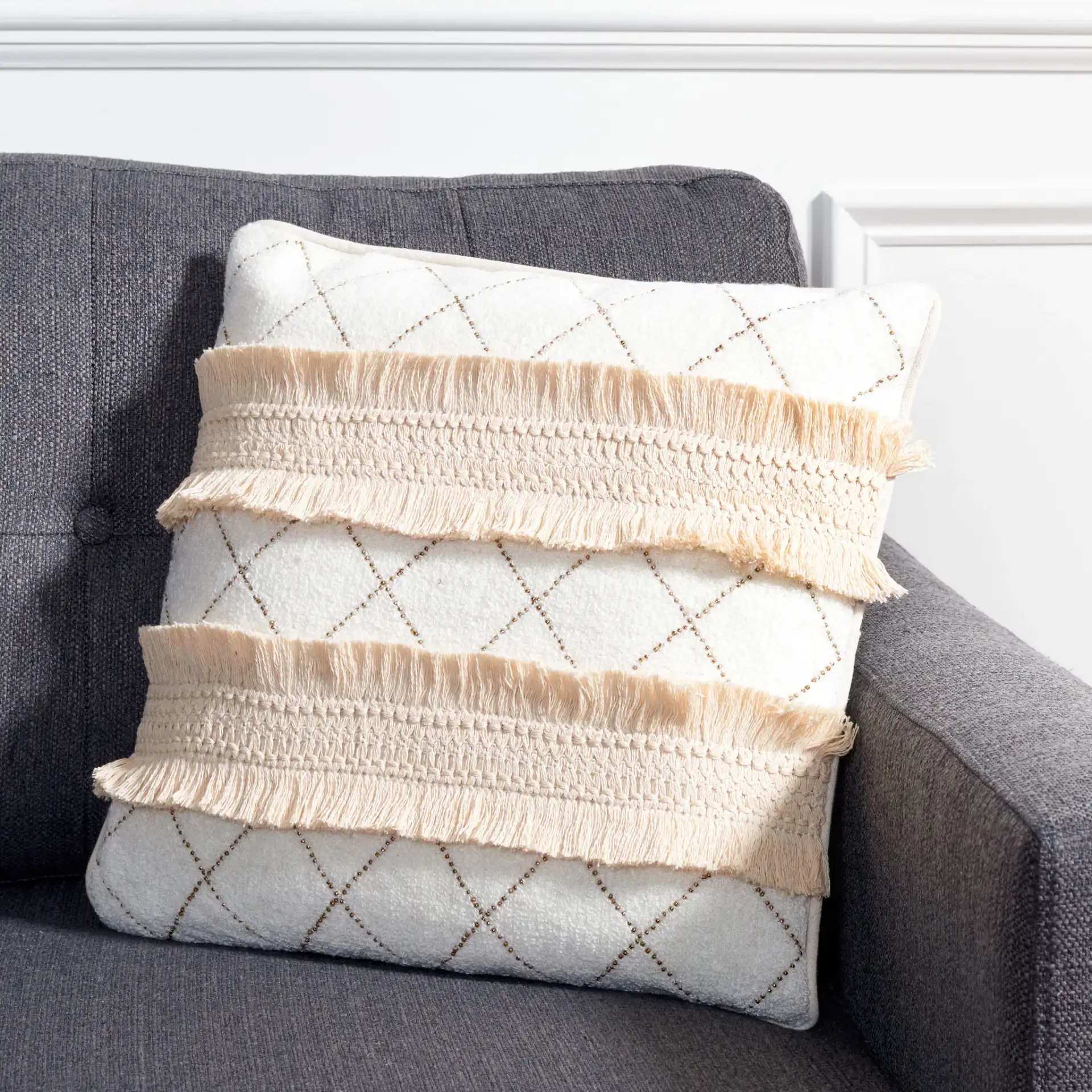 Braxton Pillow in Cream in a styled room