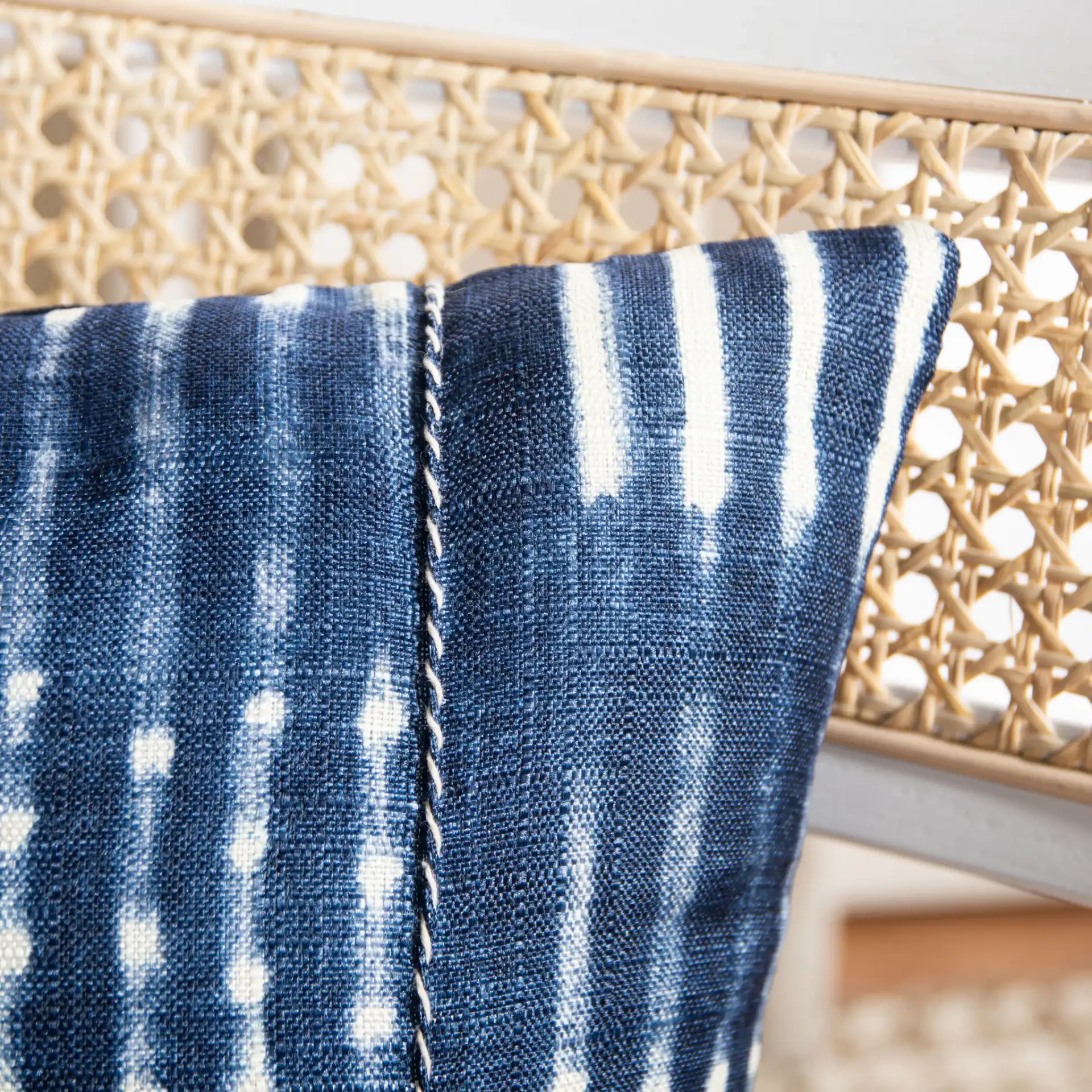 Laurena Pillow in Blue / Cream in a styled room
