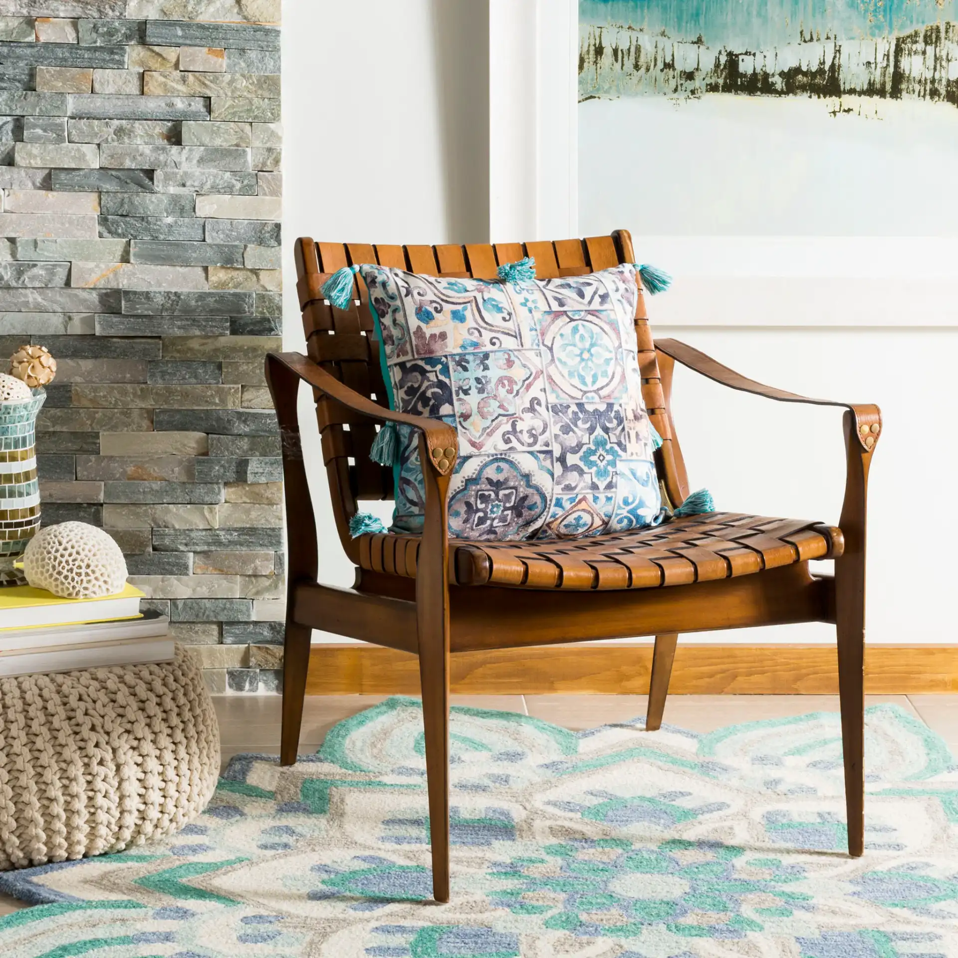 Branda Pillow in Multi in a styled room