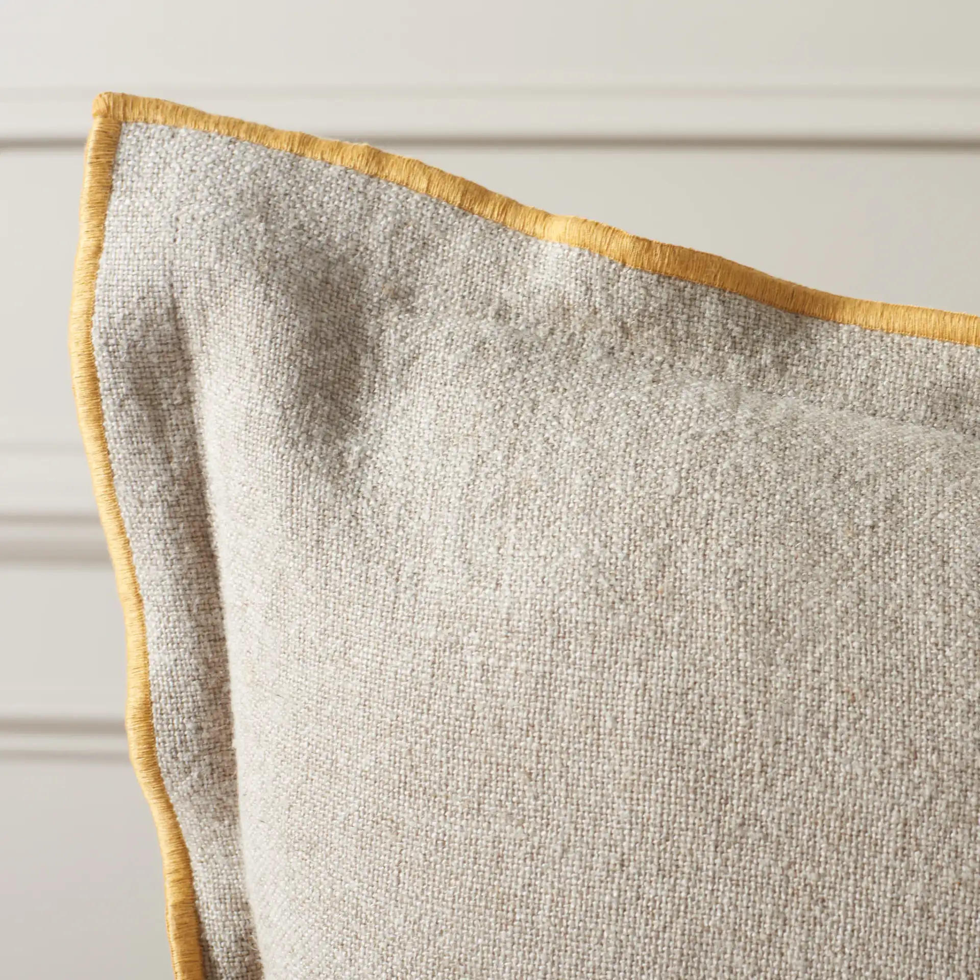 Amal 20X20 Pillow in Natural / Mustard in a styled room