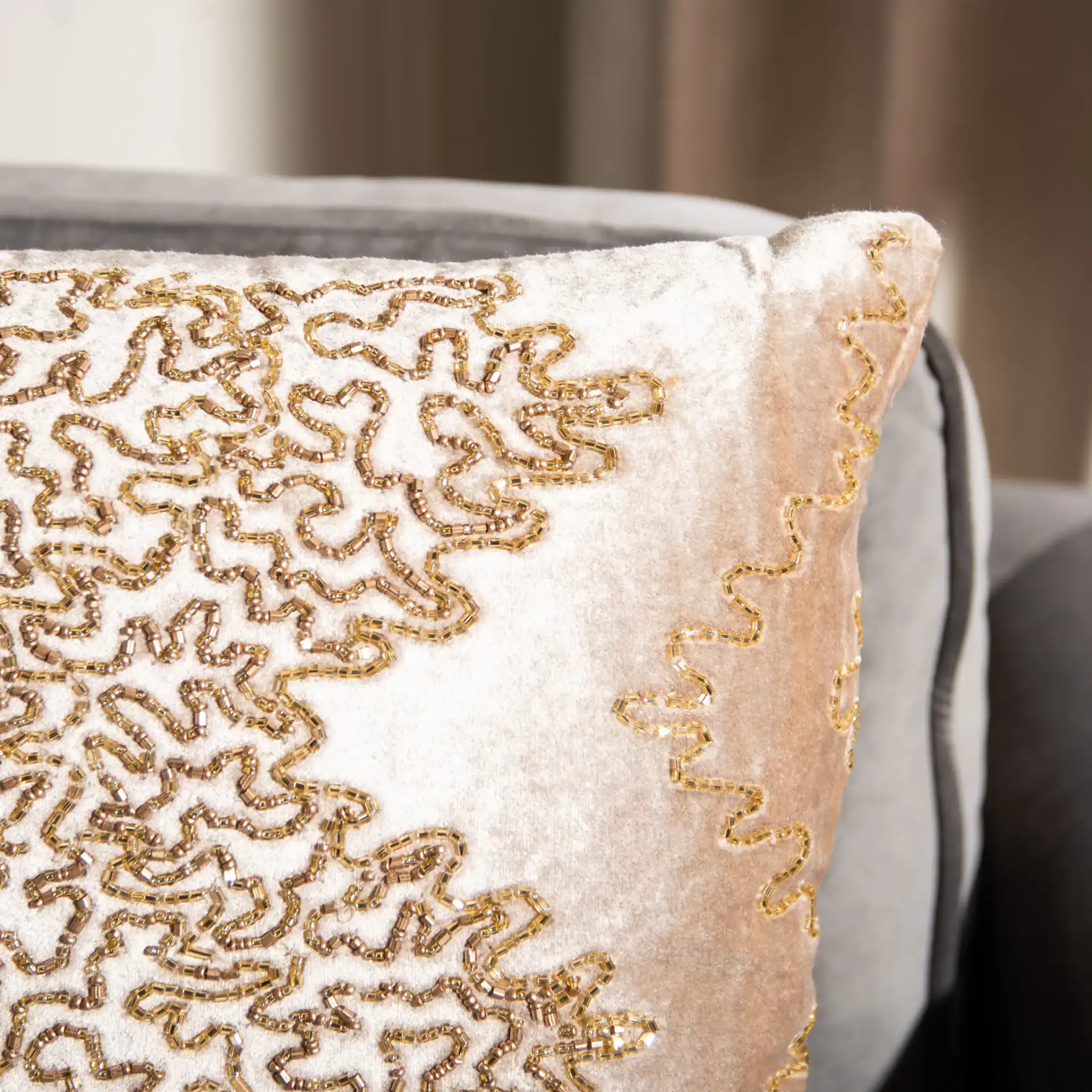Gold Sparkle Pillow in Gold in a styled room