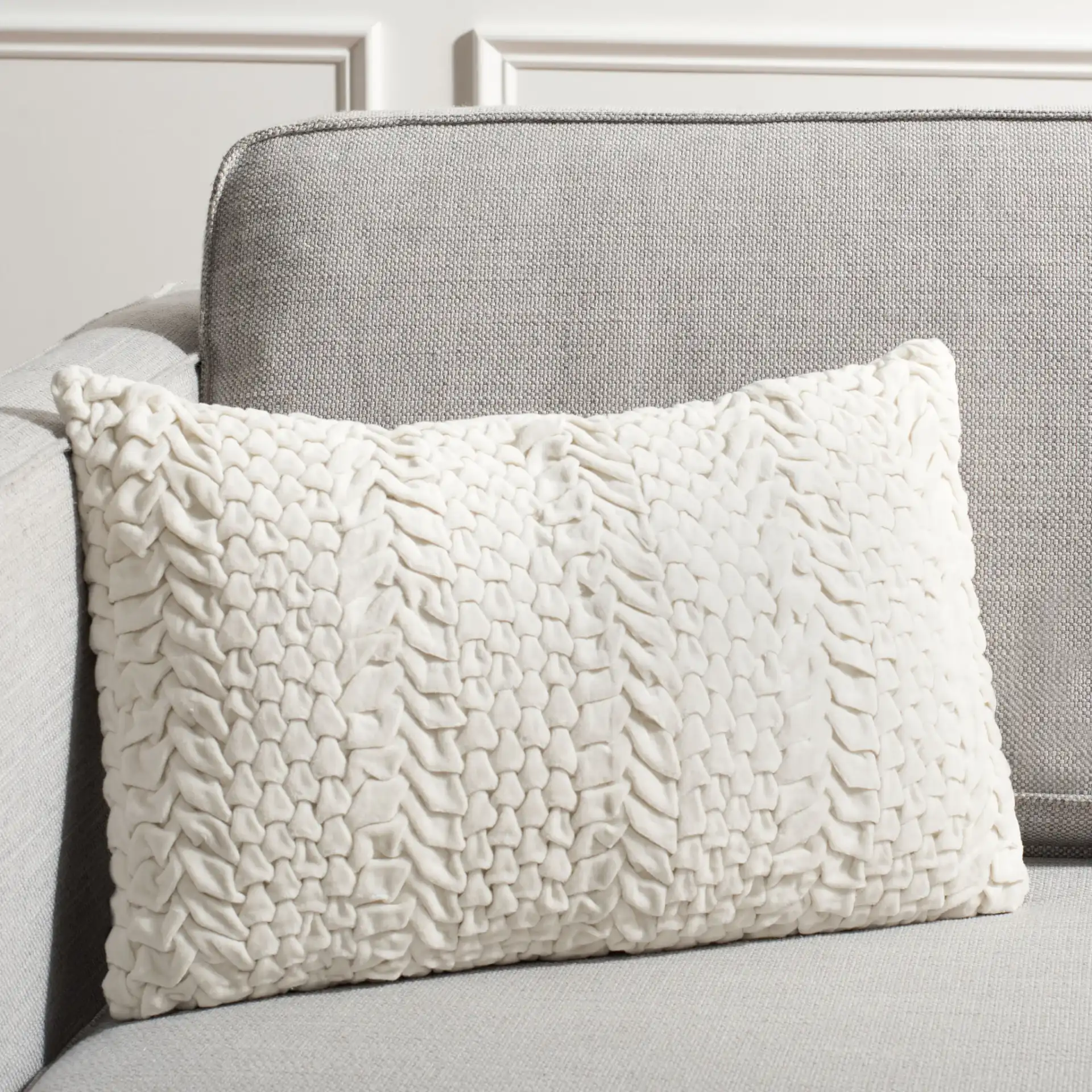 Barlett Pillow in Cream in a styled room