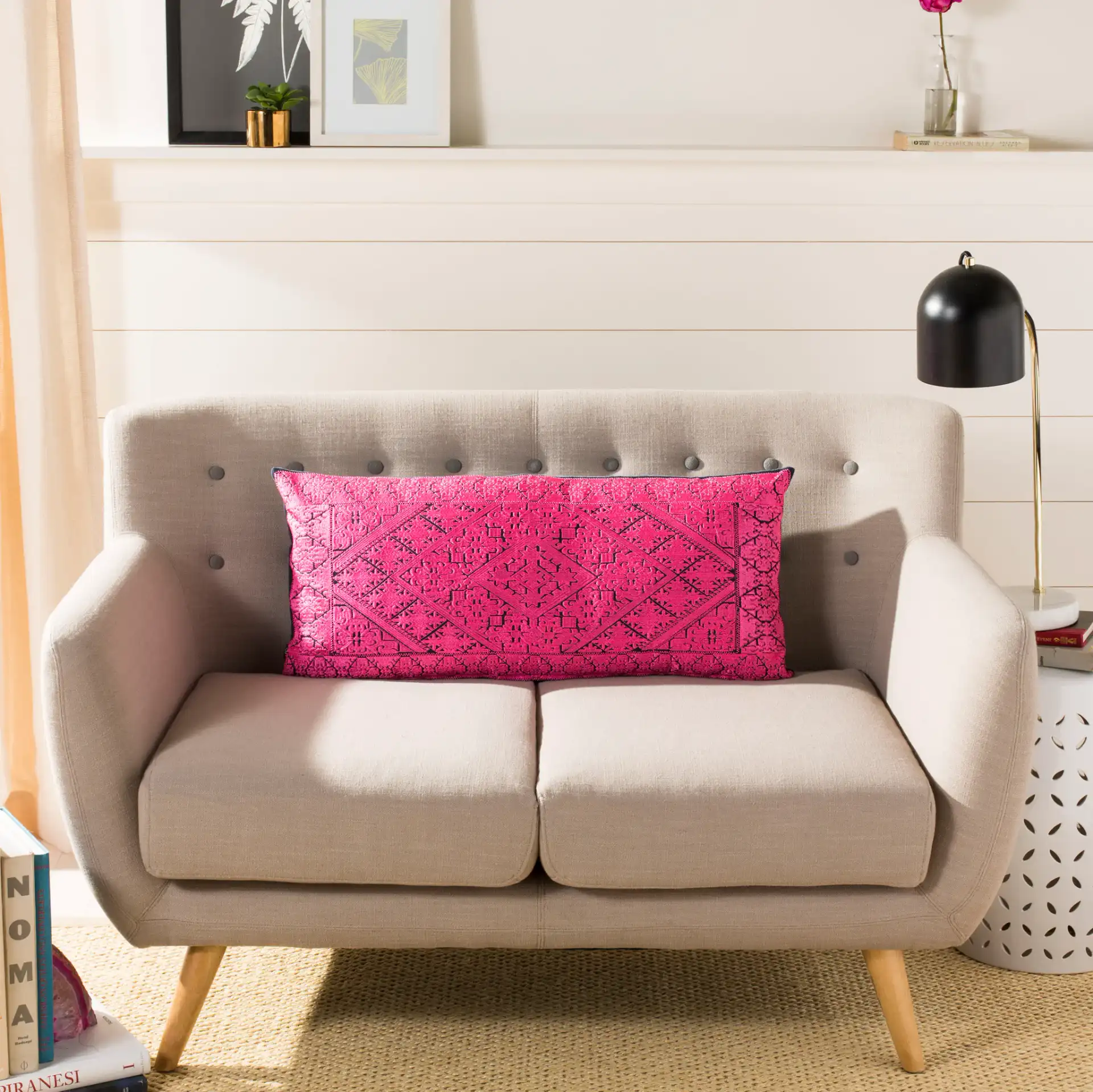 Lila Pillow in Sea Green in a styled room