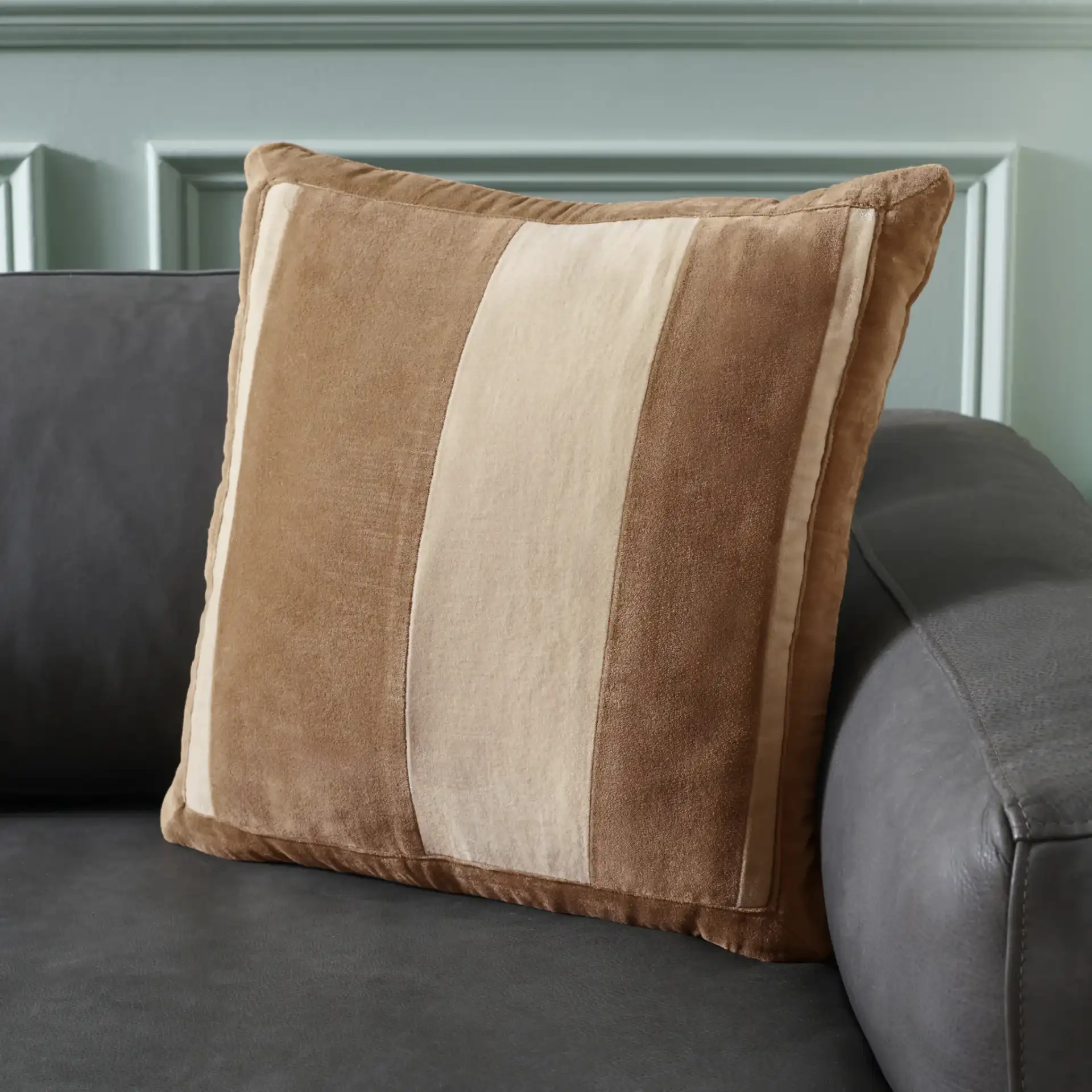 Andy Pillow in Khaki / Ivory in a styled room