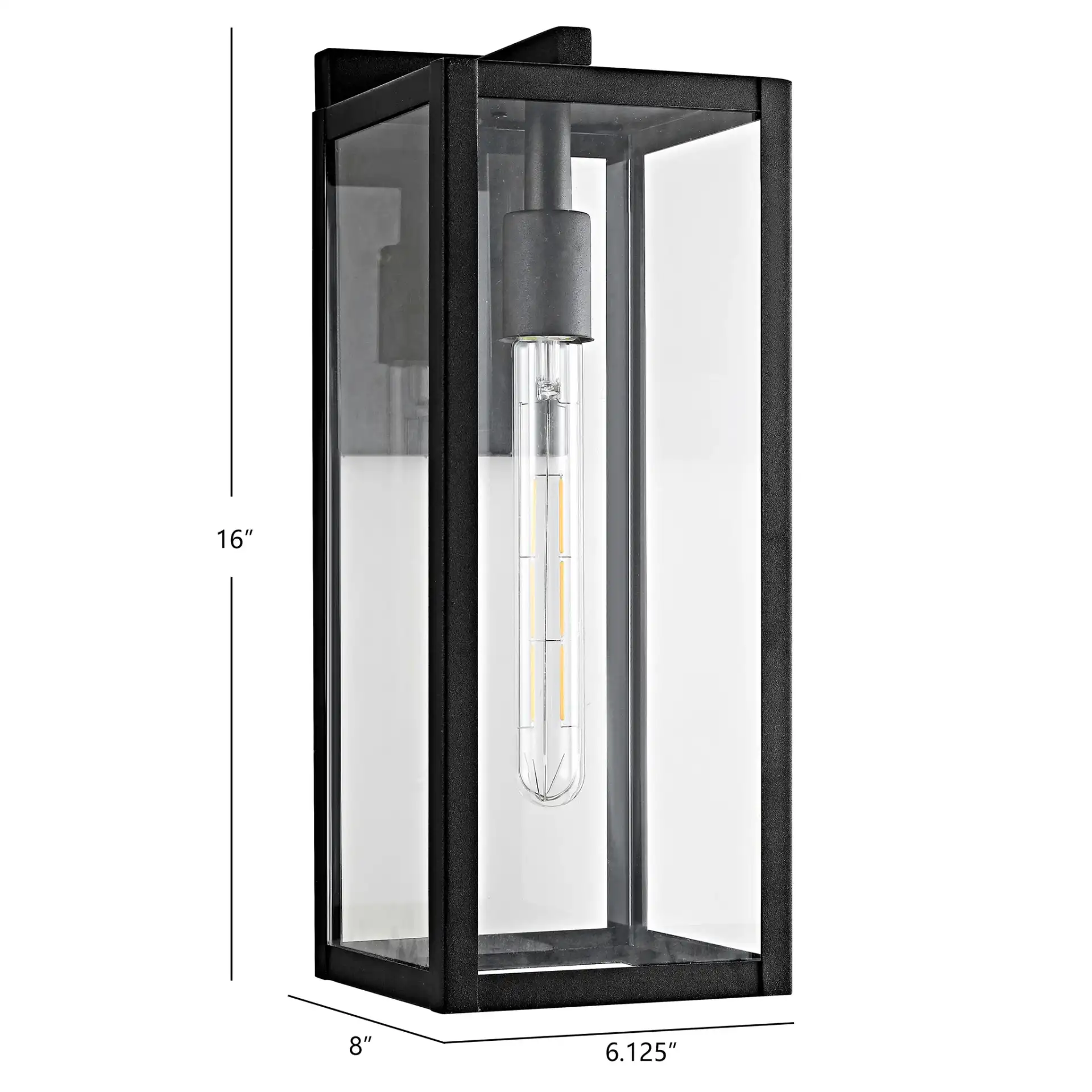 Welson Outdoor Wall Lantern in Black, detail view