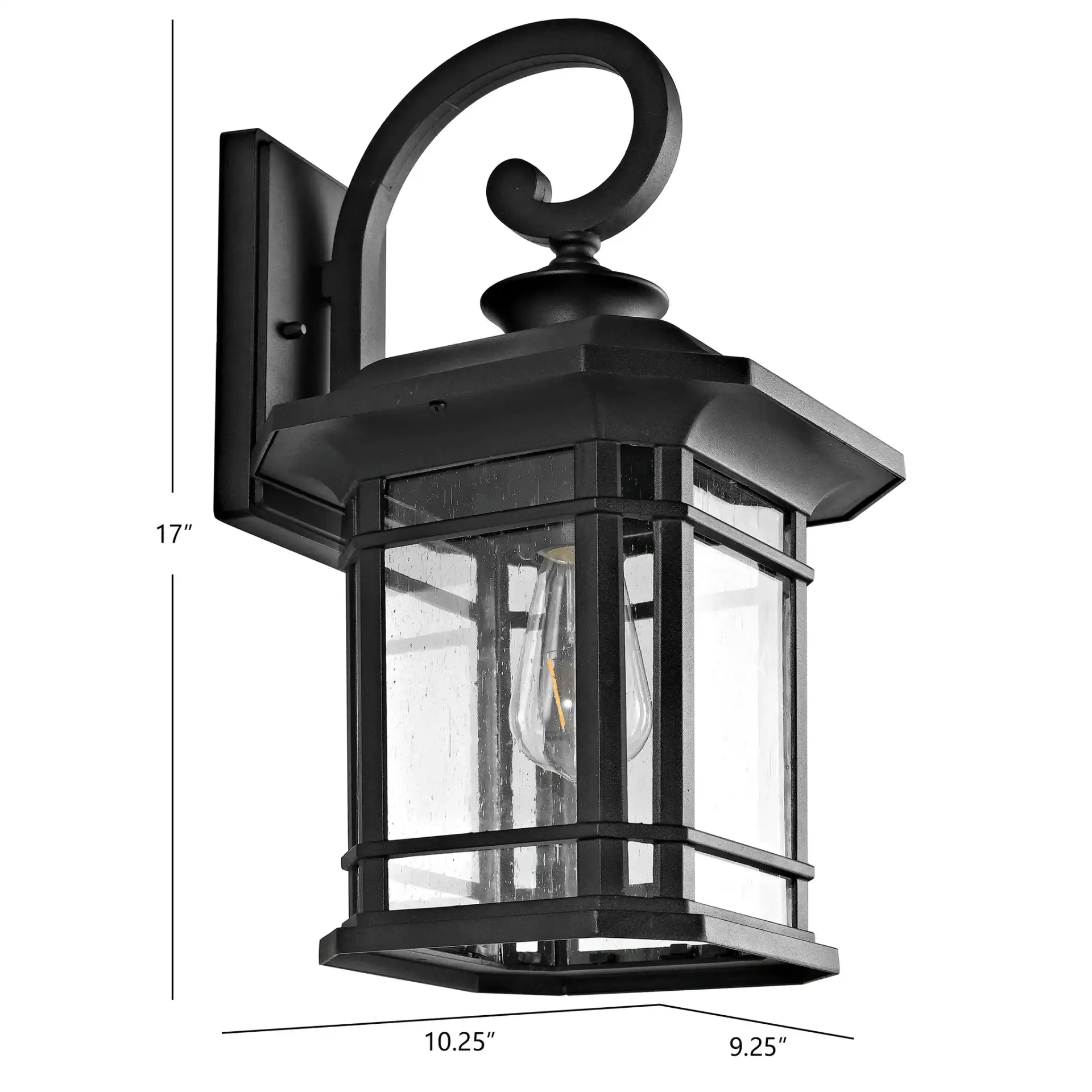 Cendra Outdoor Wall Lantern in Black, detail view