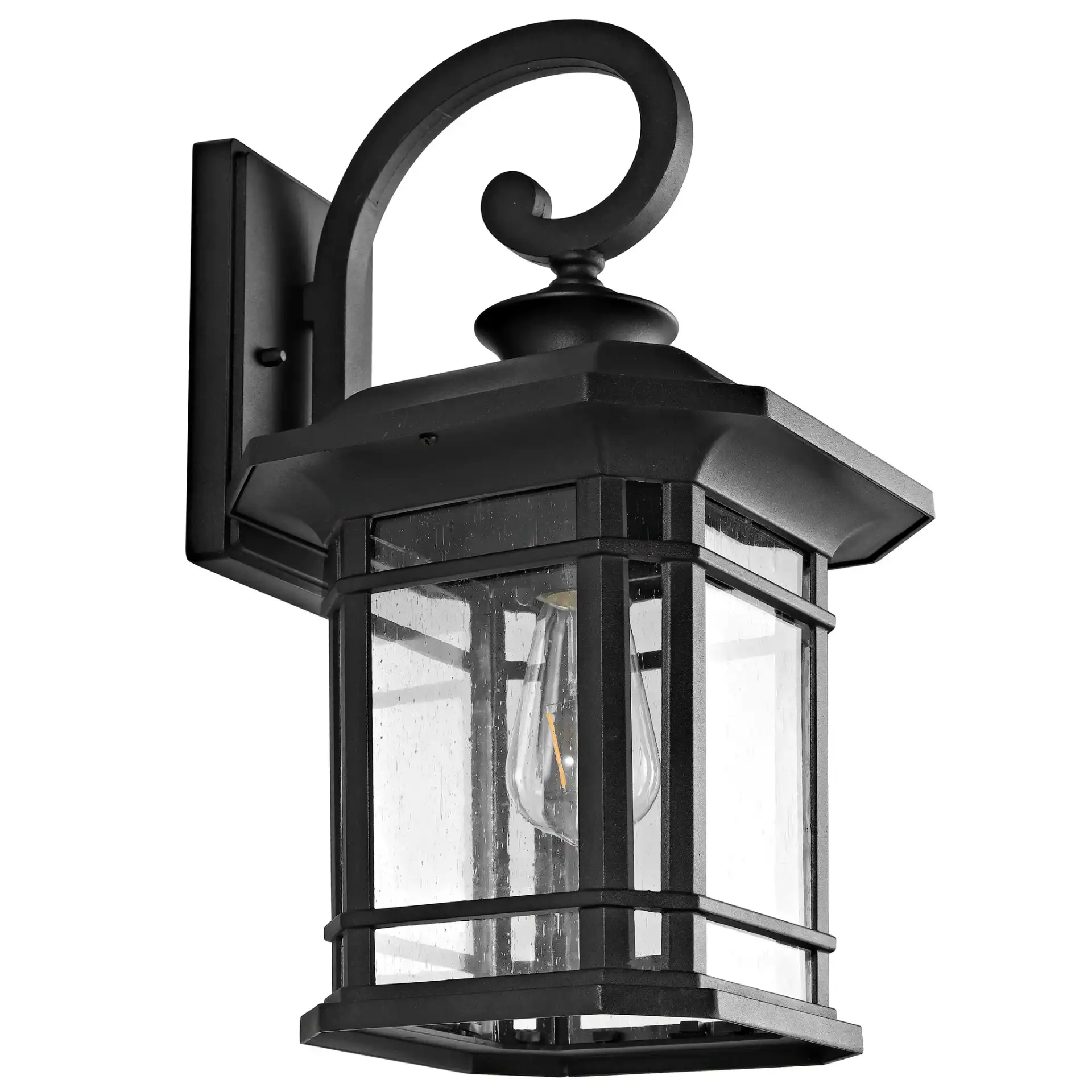 Cendra Outdoor Wall Lantern in Black, detail view