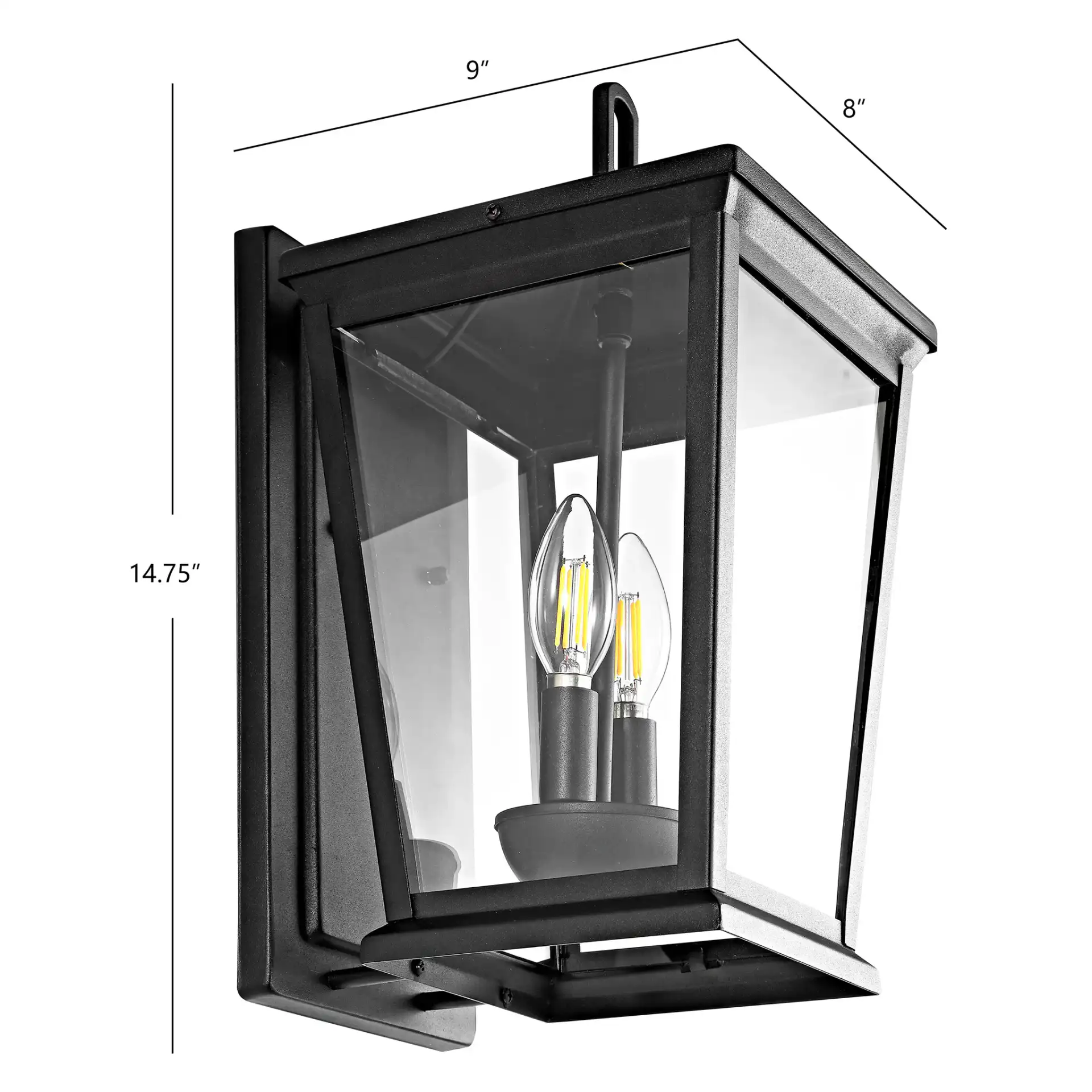 Morla Outdoor Wall Lantern in Black, detail view