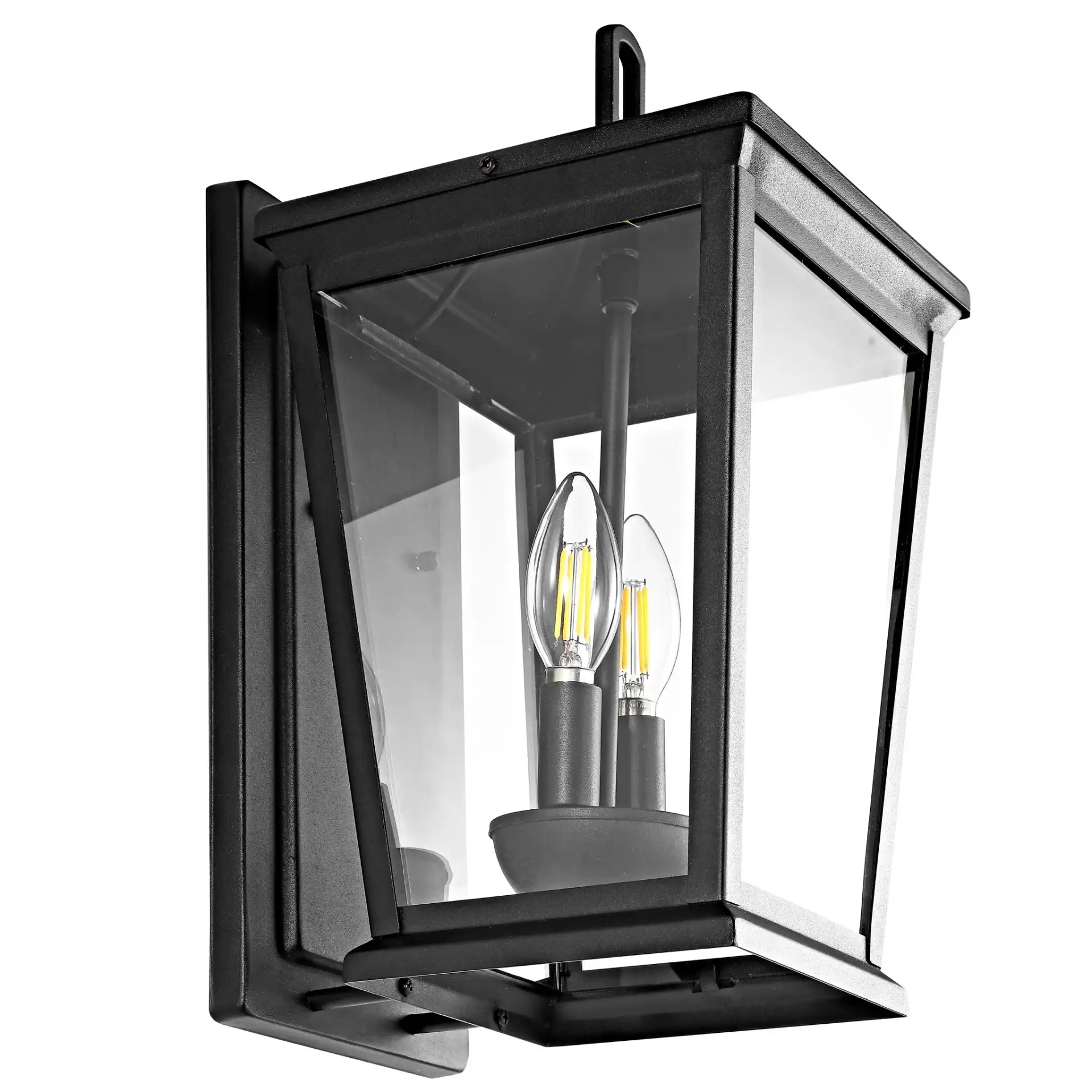 Morla Outdoor Wall Lantern in Black, detail view