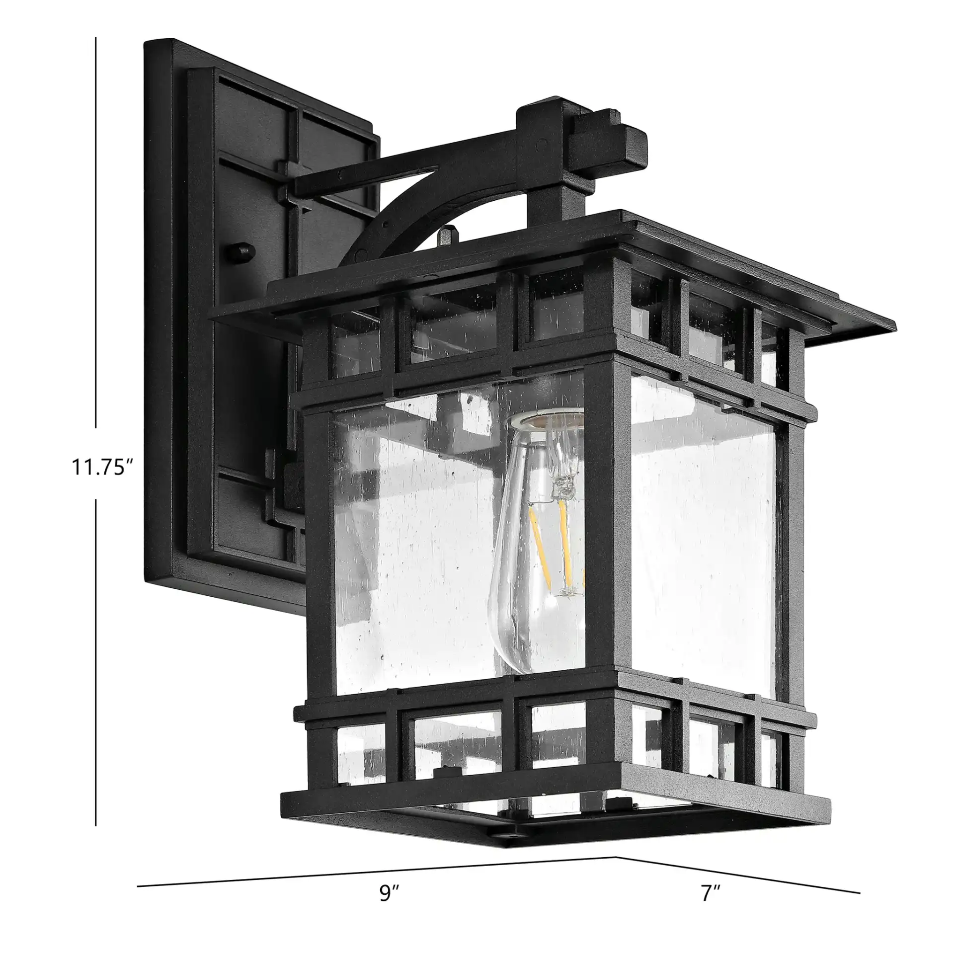 Grayter Outdoor Wall Lantern in Black, detail view