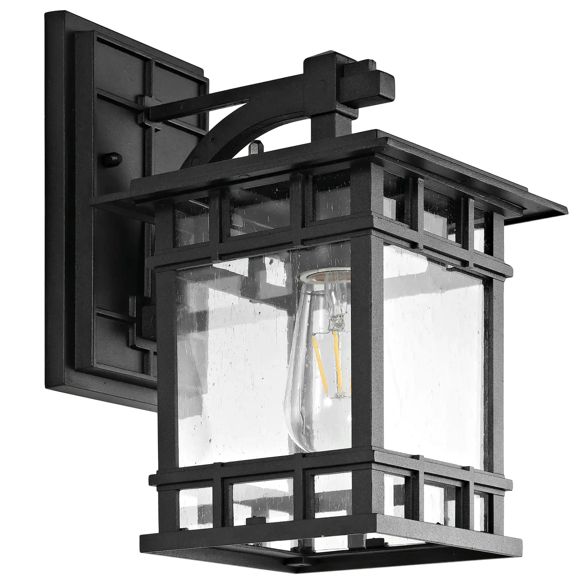Grayter Outdoor Wall Lantern in Black, detail view