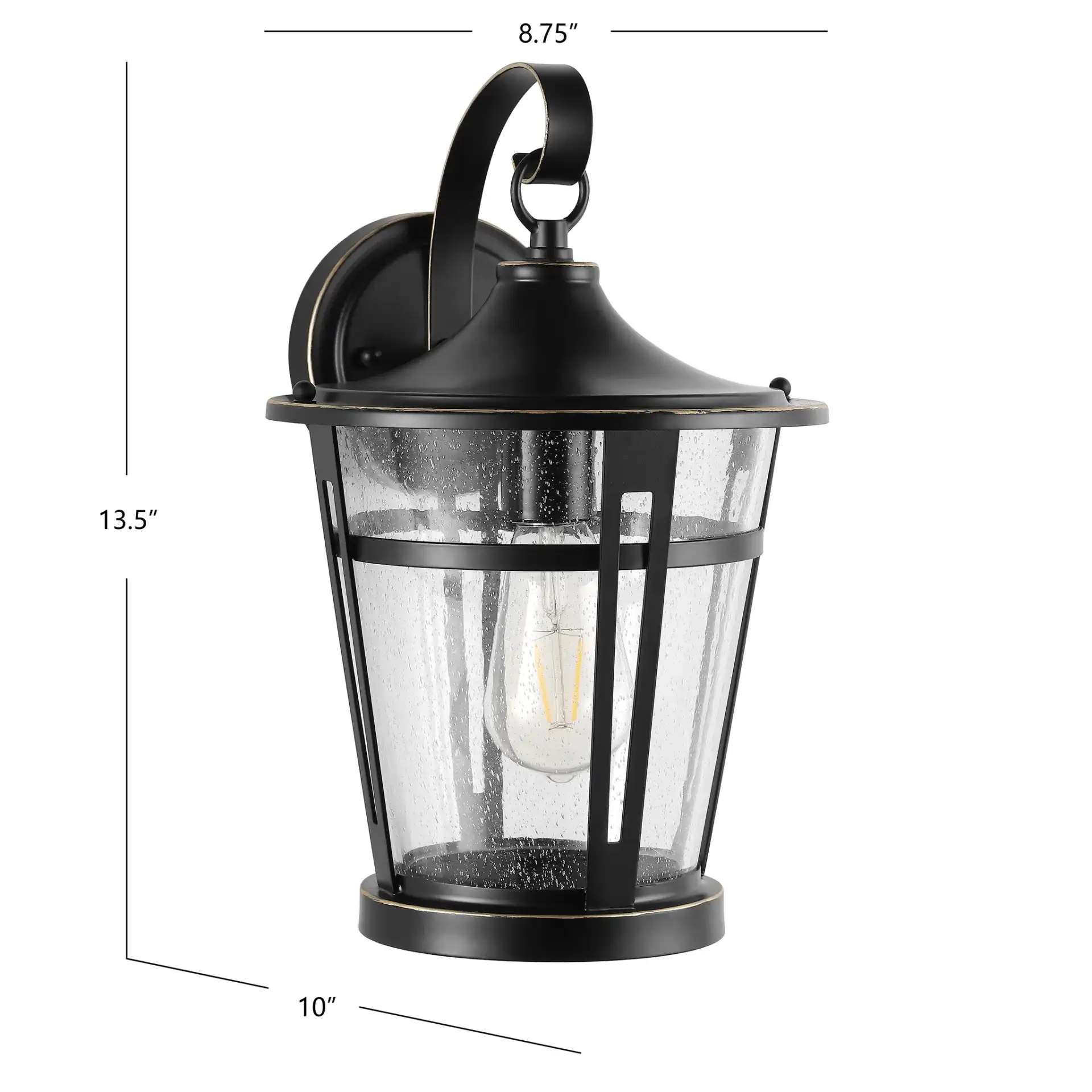 Raine Outdoor Wall Light in Black, detail view