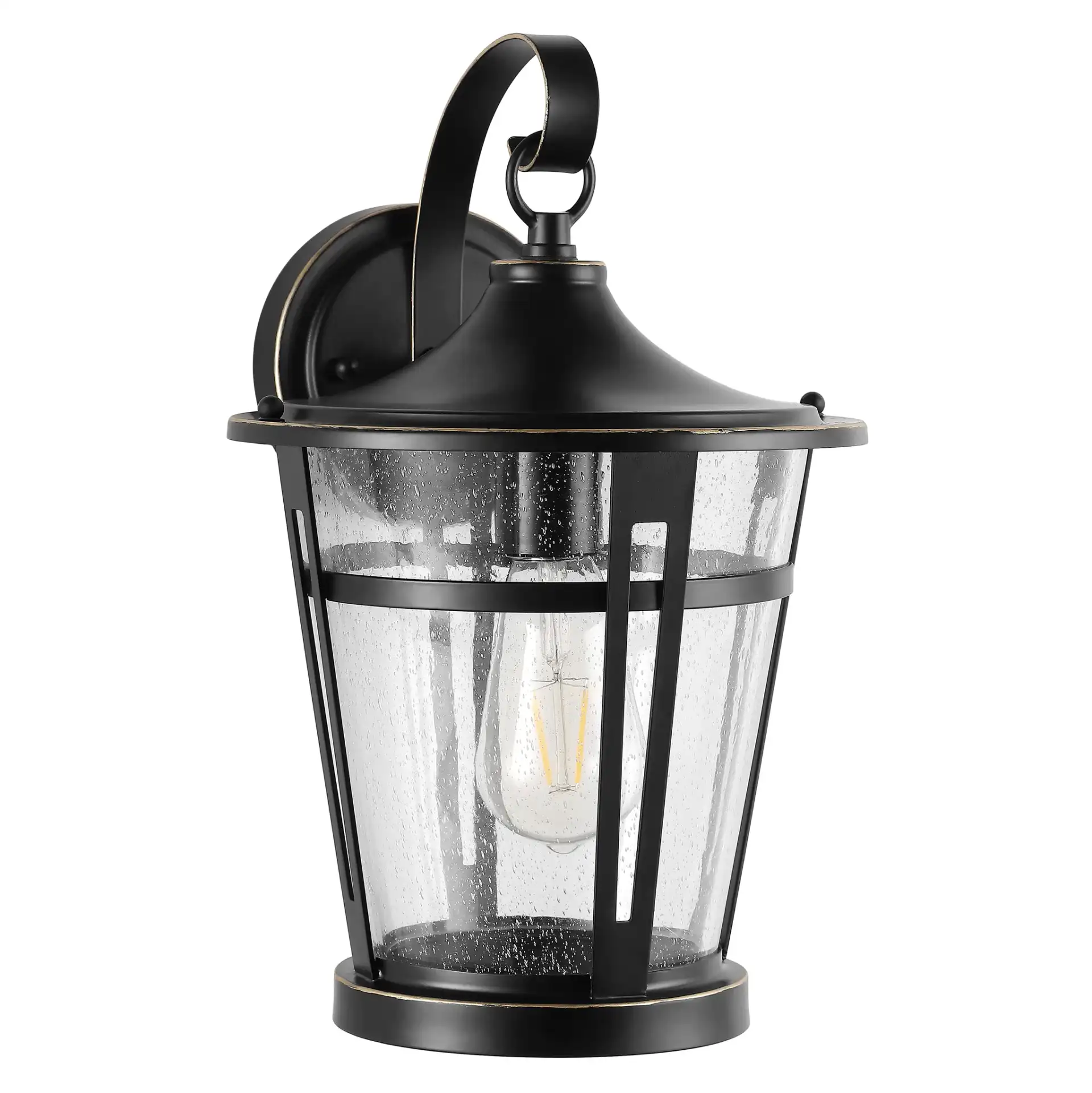 Raine Outdoor Wall Light in Black, detail view