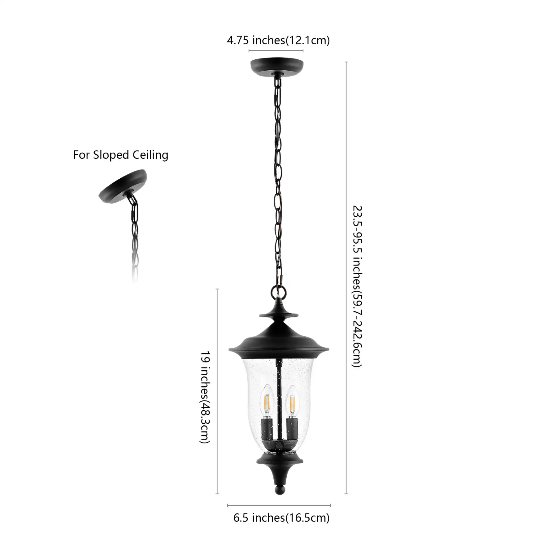 Dowell Outdoor Pendant in Black, detail view