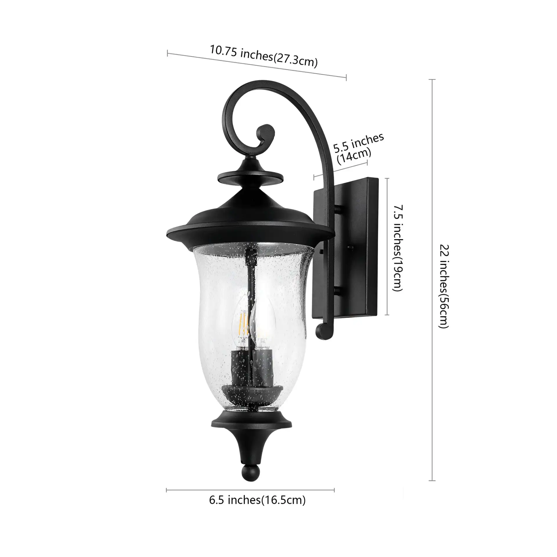 Dowell Outdoor Sconce (Set Of 2) in Black, detail view
