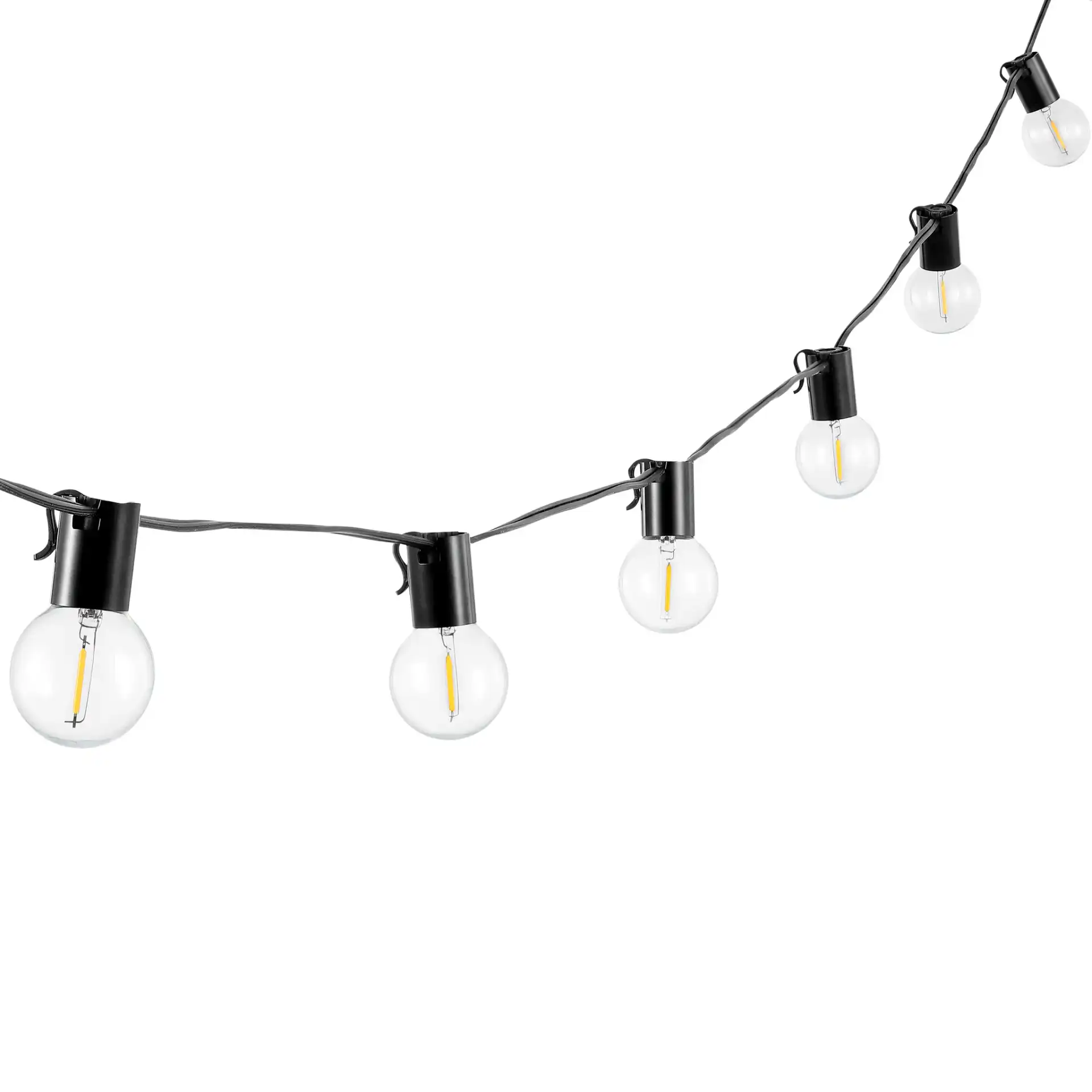Huron Led Outdoor String Light in Black, detail view